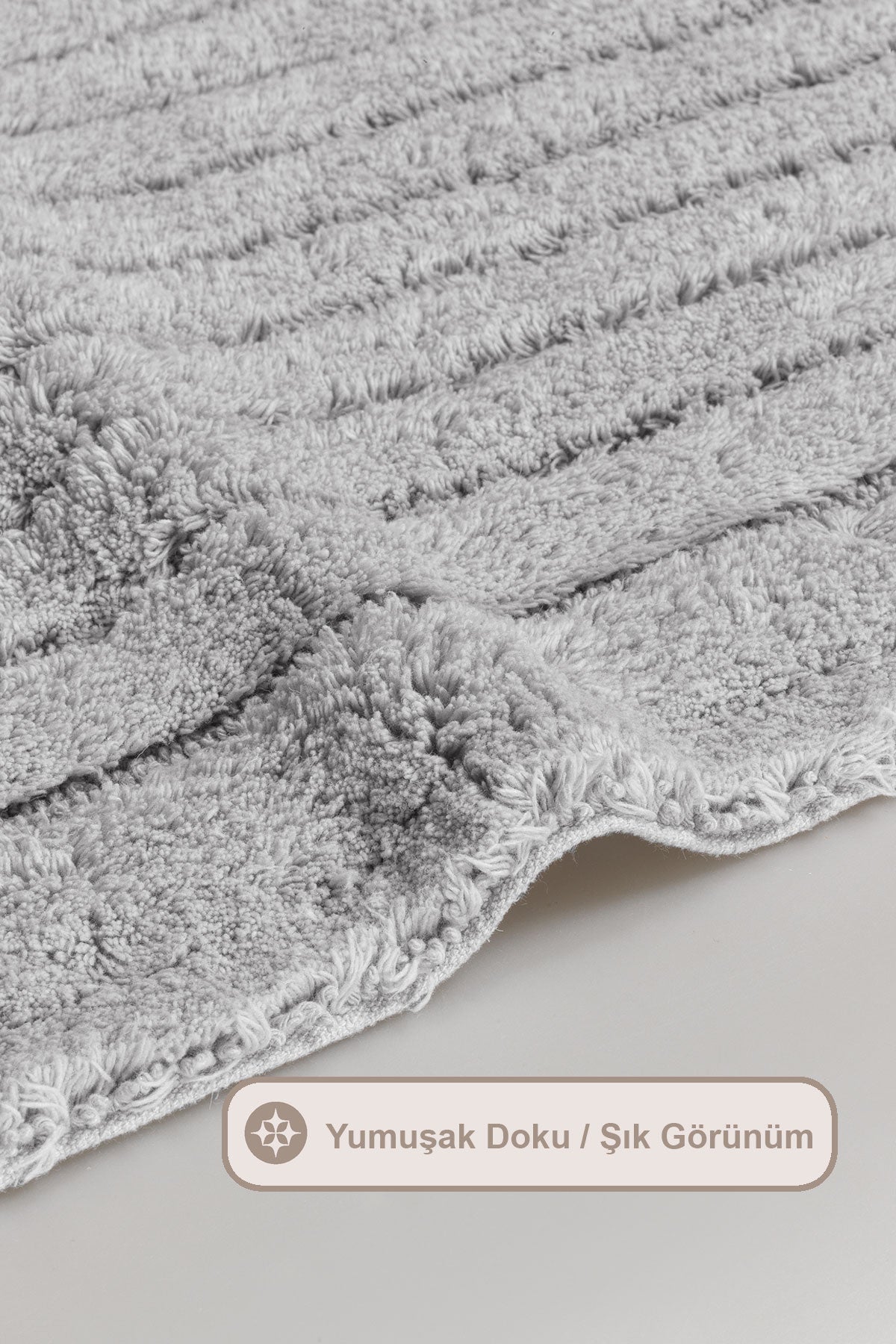 ELART Luin Banyo Halısı Paspas Takımı Pamuklu 2 Adet (60x100 cm) Gri