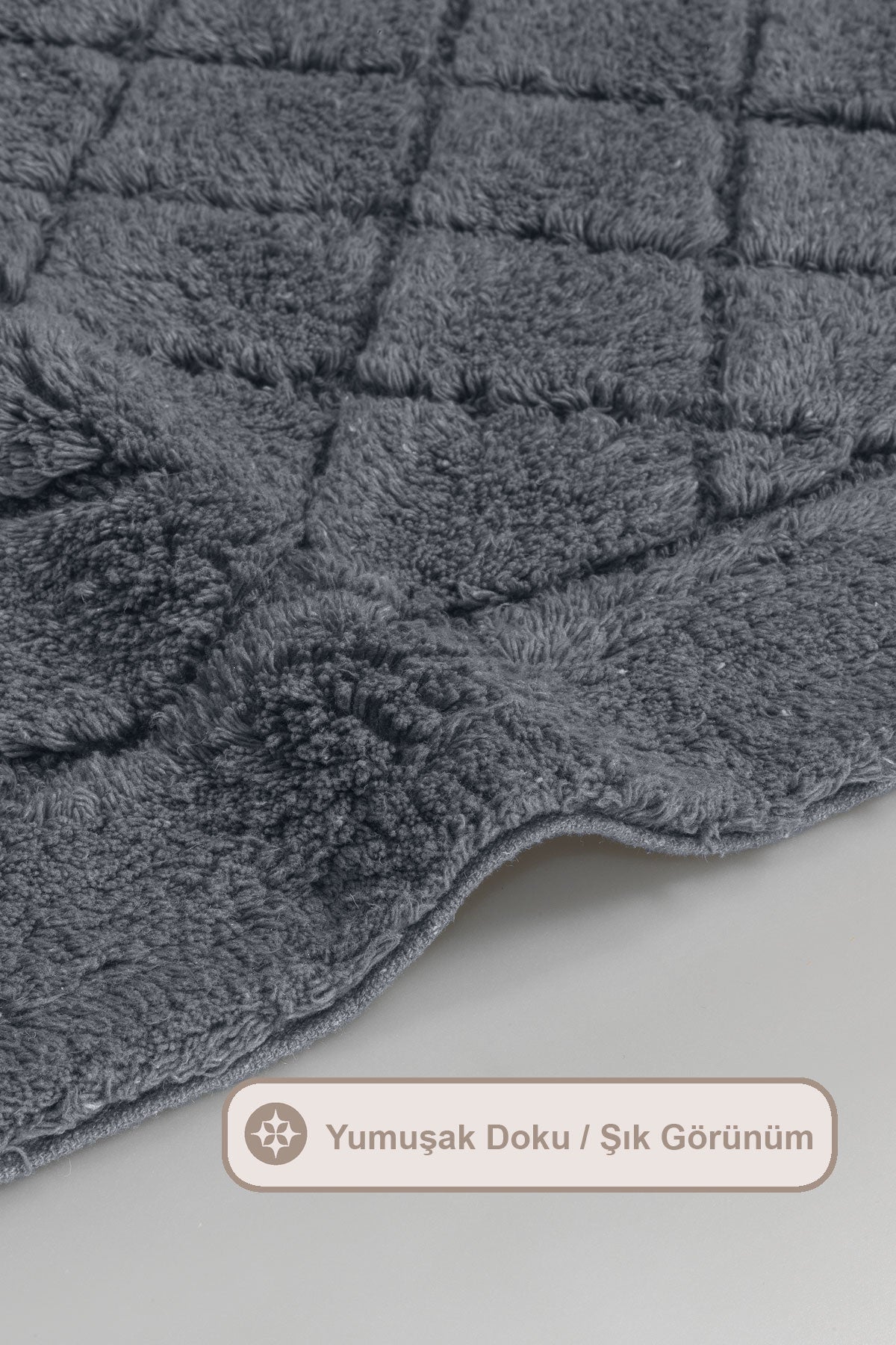 ELART Frio Banyo Halısı Paspas Takımı Pamuklu 2 Adet (60x100 cm) Antrasit