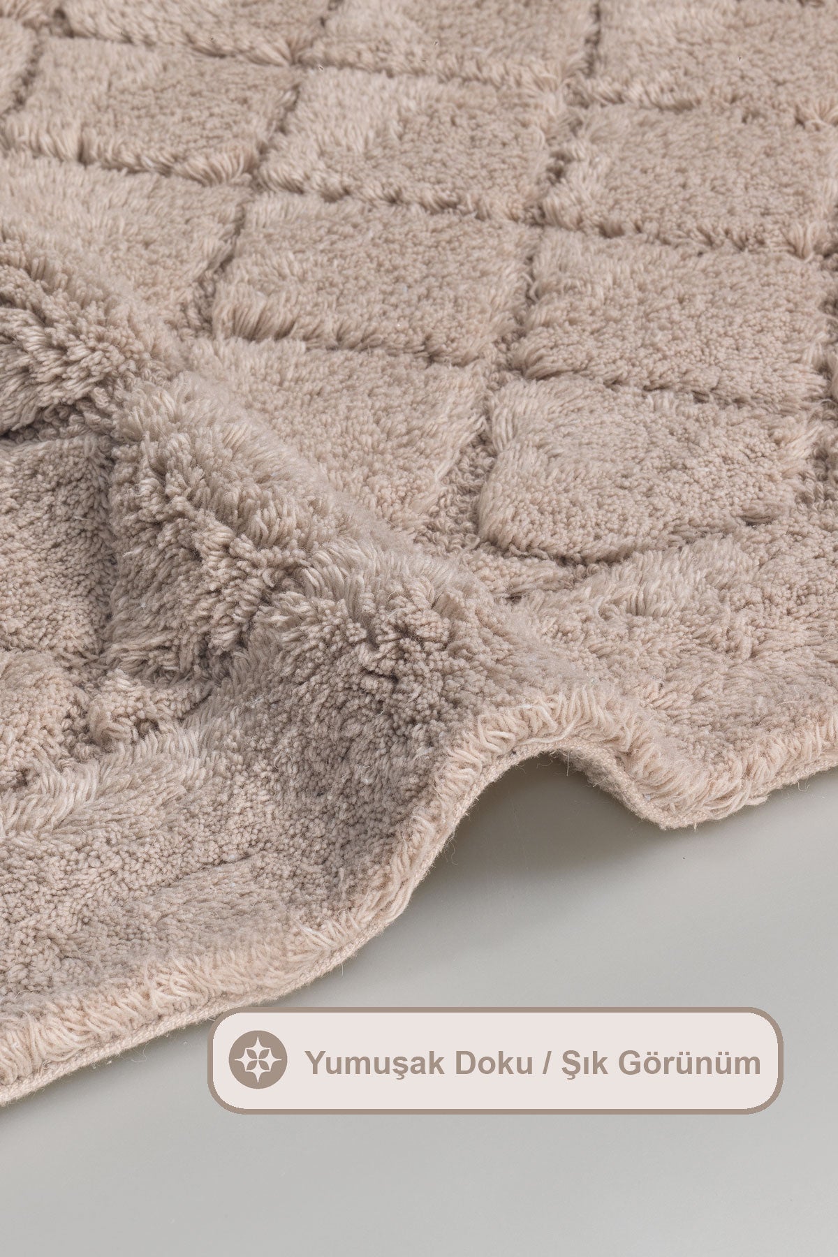 ELART Frio Banyo Halısı Paspas Takımı Pamuklu 2 Adet (60x100 cm) Bej