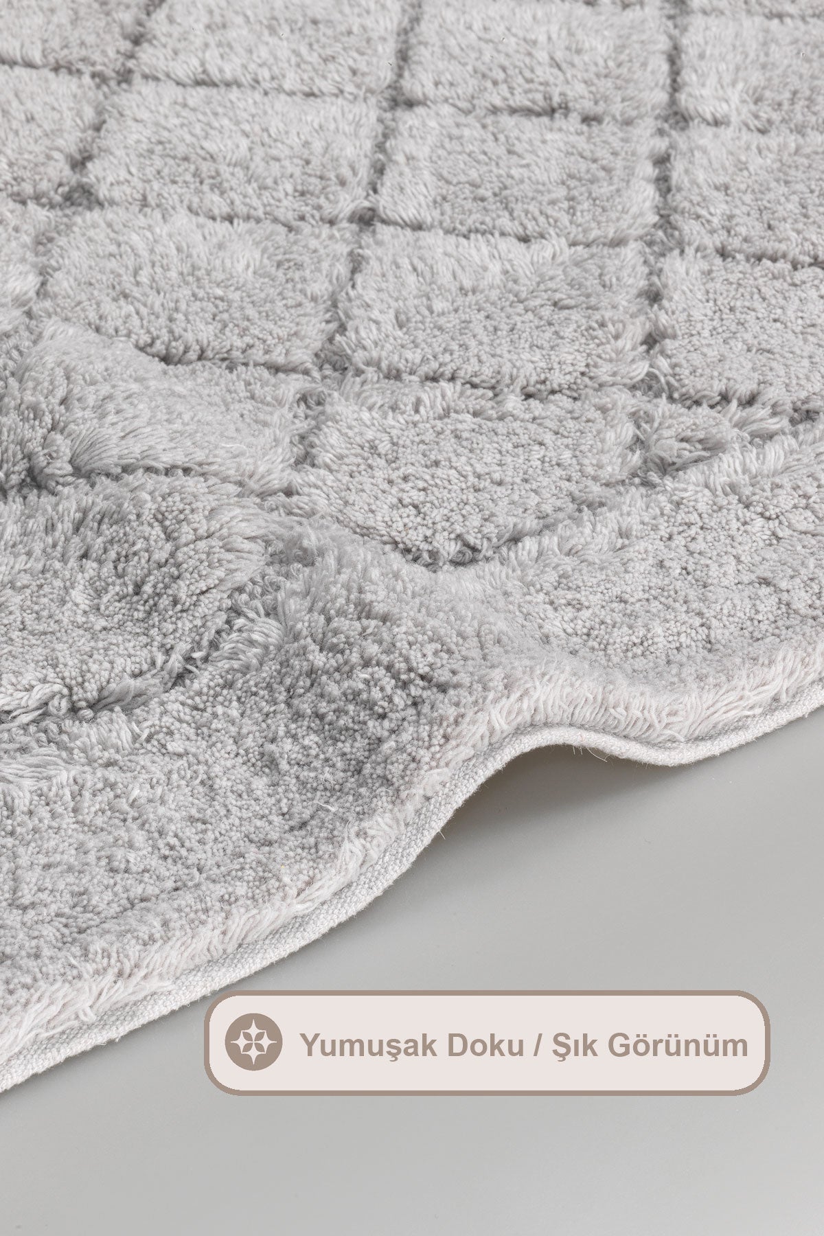 ELART Frio Banyo Halısı Paspas Takımı Pamuklu 2 Adet (60x100 cm) Gri