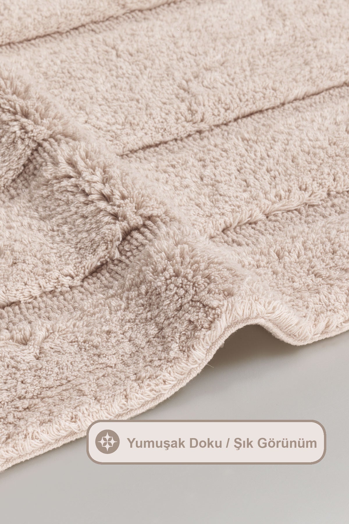 ELART Solid Banyo Halısı Paspas Takımı Pamuklu 2 Adet (60x100 cm) Bej