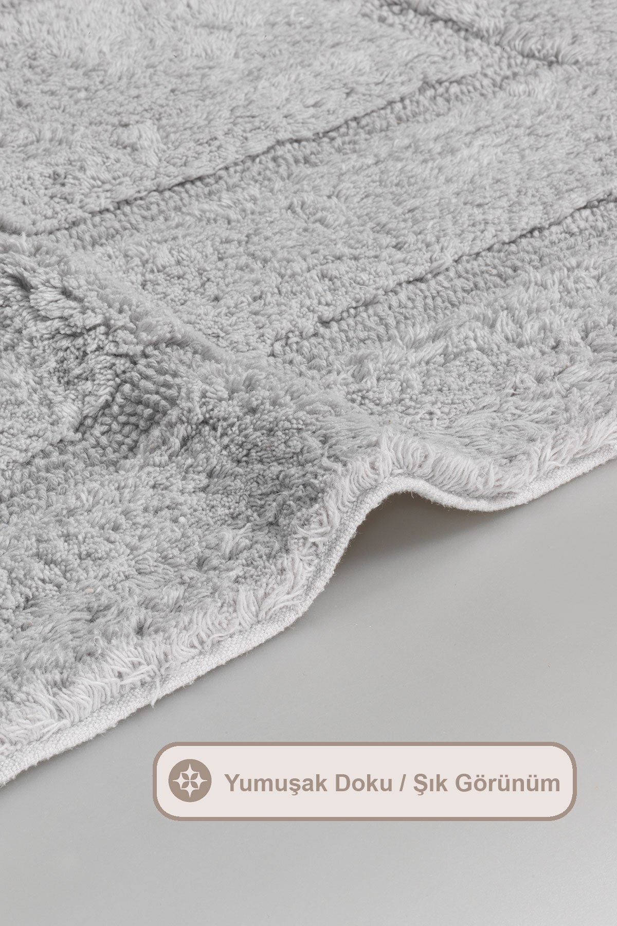 ELART Solid Banyo Halısı Paspas Takımı Pamuklu 2 Adet (60x100 cm) Gri