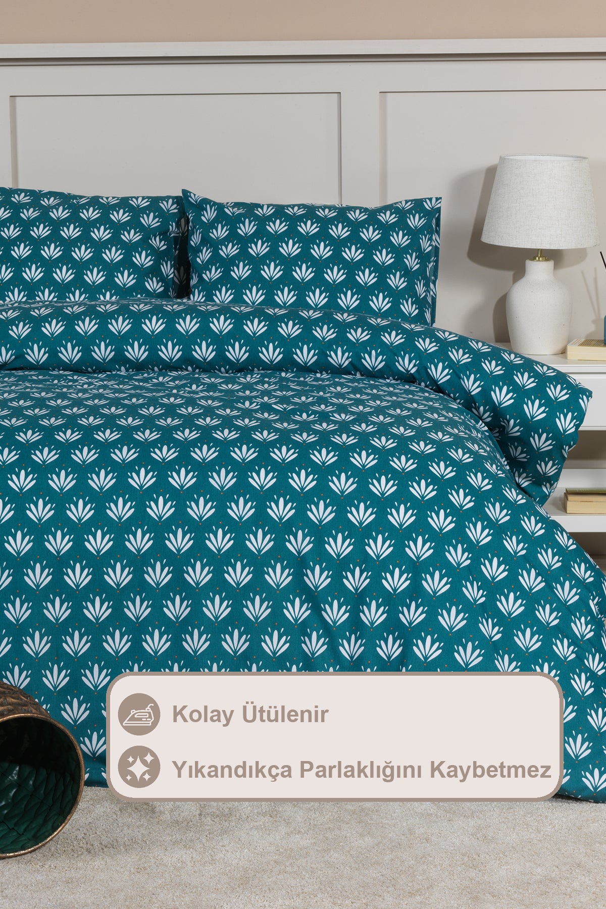 ELART Riva Nevresim Takımı Çift Kişilik Lastikli Çarşaf (200x220 cm) Yeşil