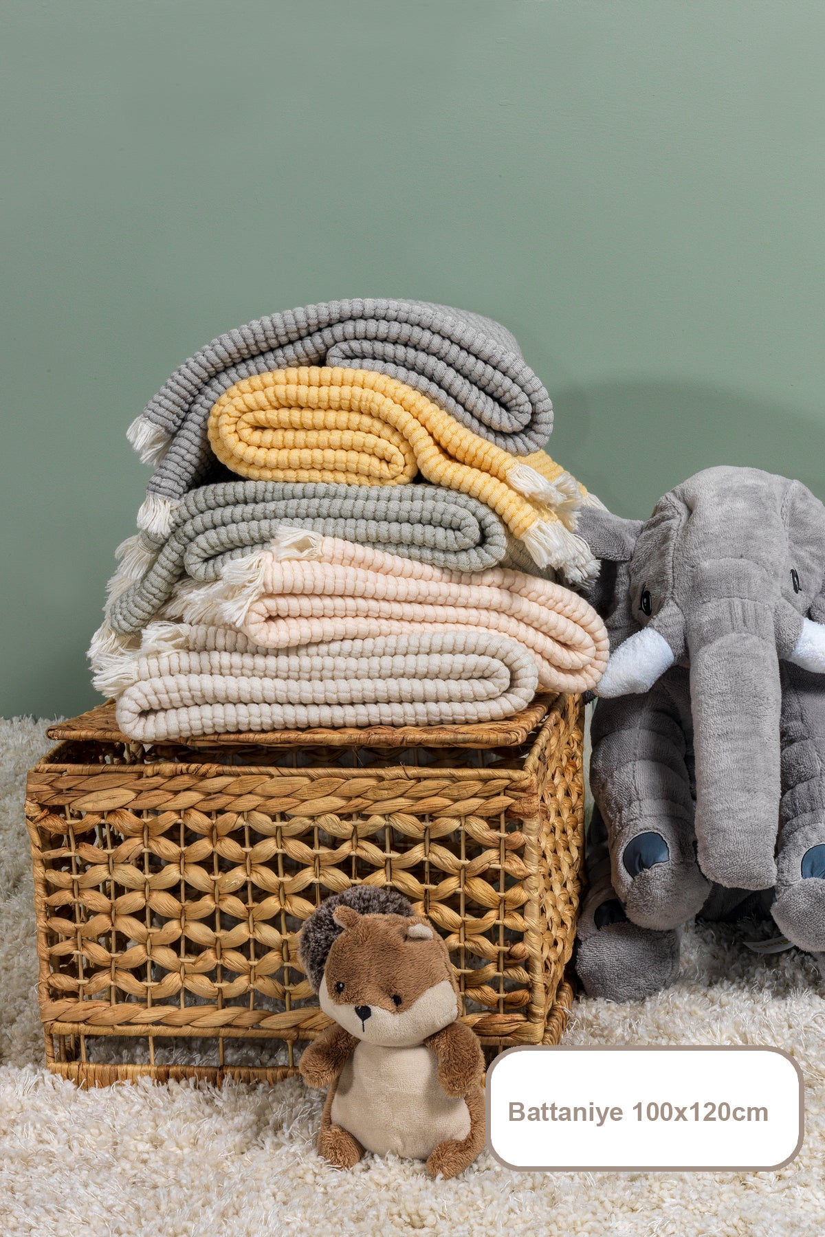 ELART Rubby Müslin Battaniye Bebek (100x120 cm) Antrasit