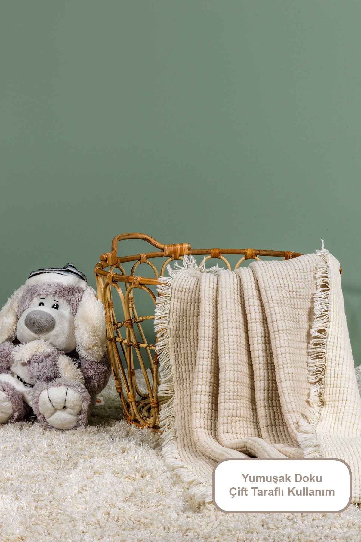 ELART Rubby Müslin Battaniye Bebek (100x120 cm) Vizon