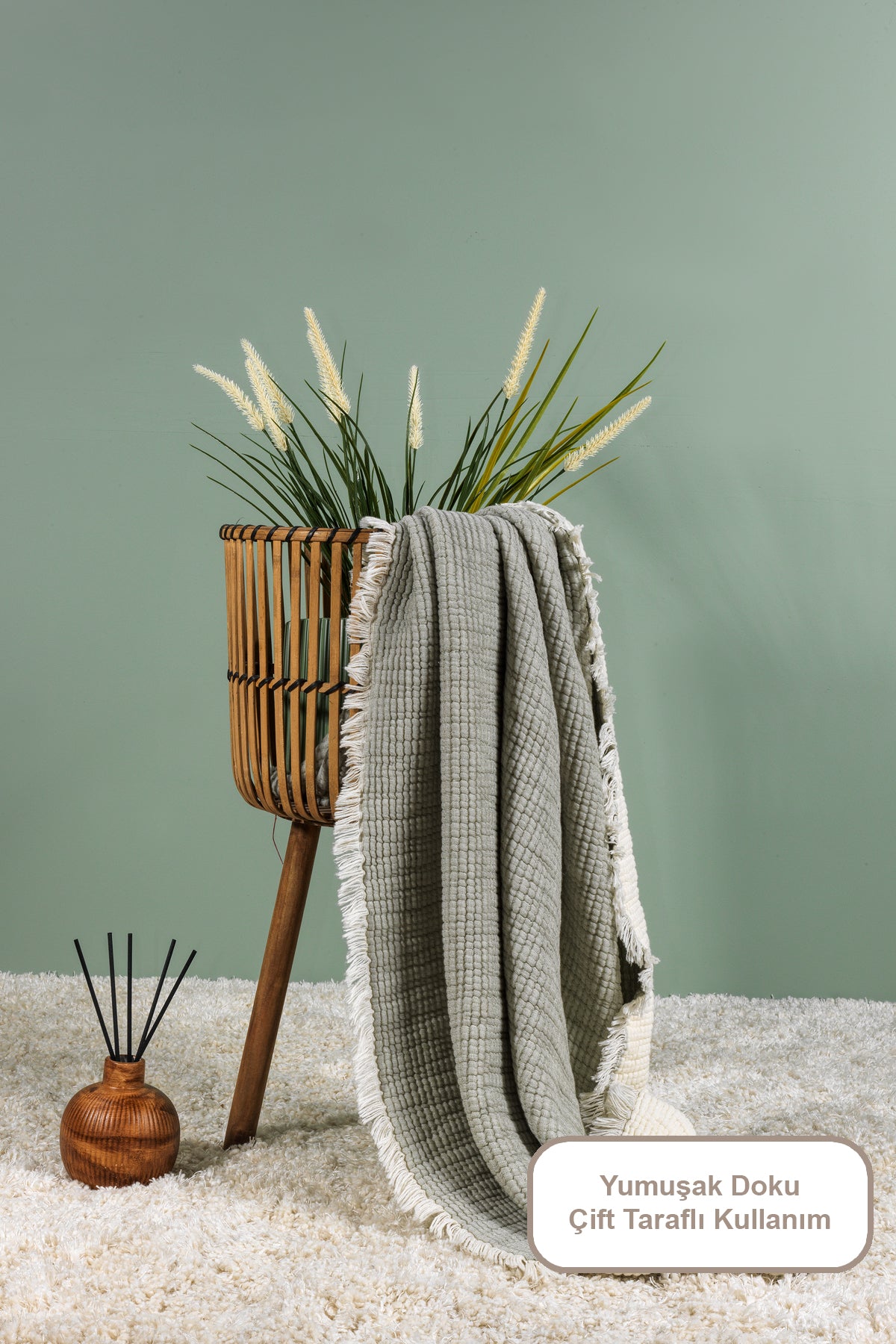 ELART Rubby Müslin Battaniye Bebek (100x120 cm) Yeşil