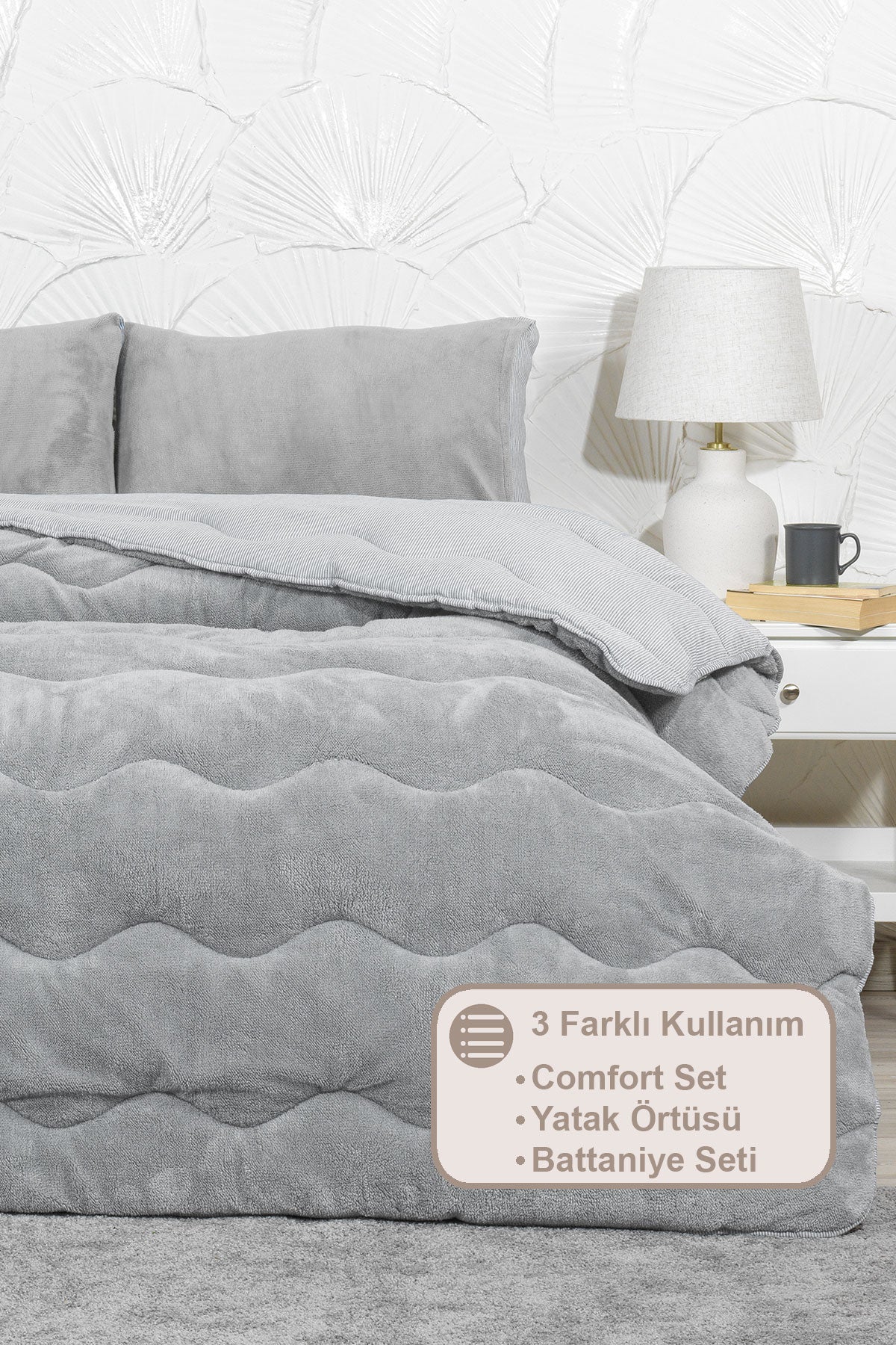 ELART Victor Comfort Uyku Seti Tek Kişilik Wellsoft 2 Parça (155x215 cm) Gri