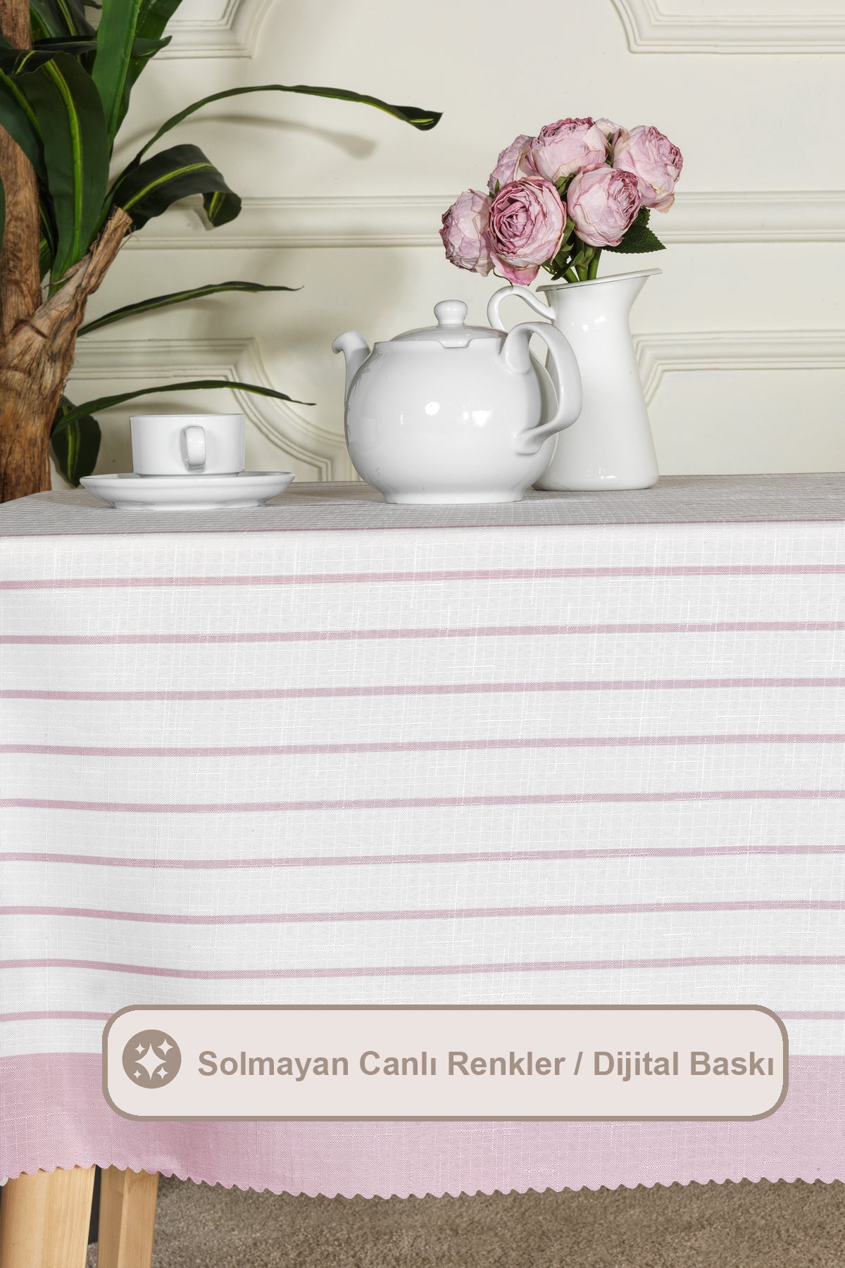 ELART Lara Masa Örtüsü Digital Baskılı (160x220 cm) Gülkurusu