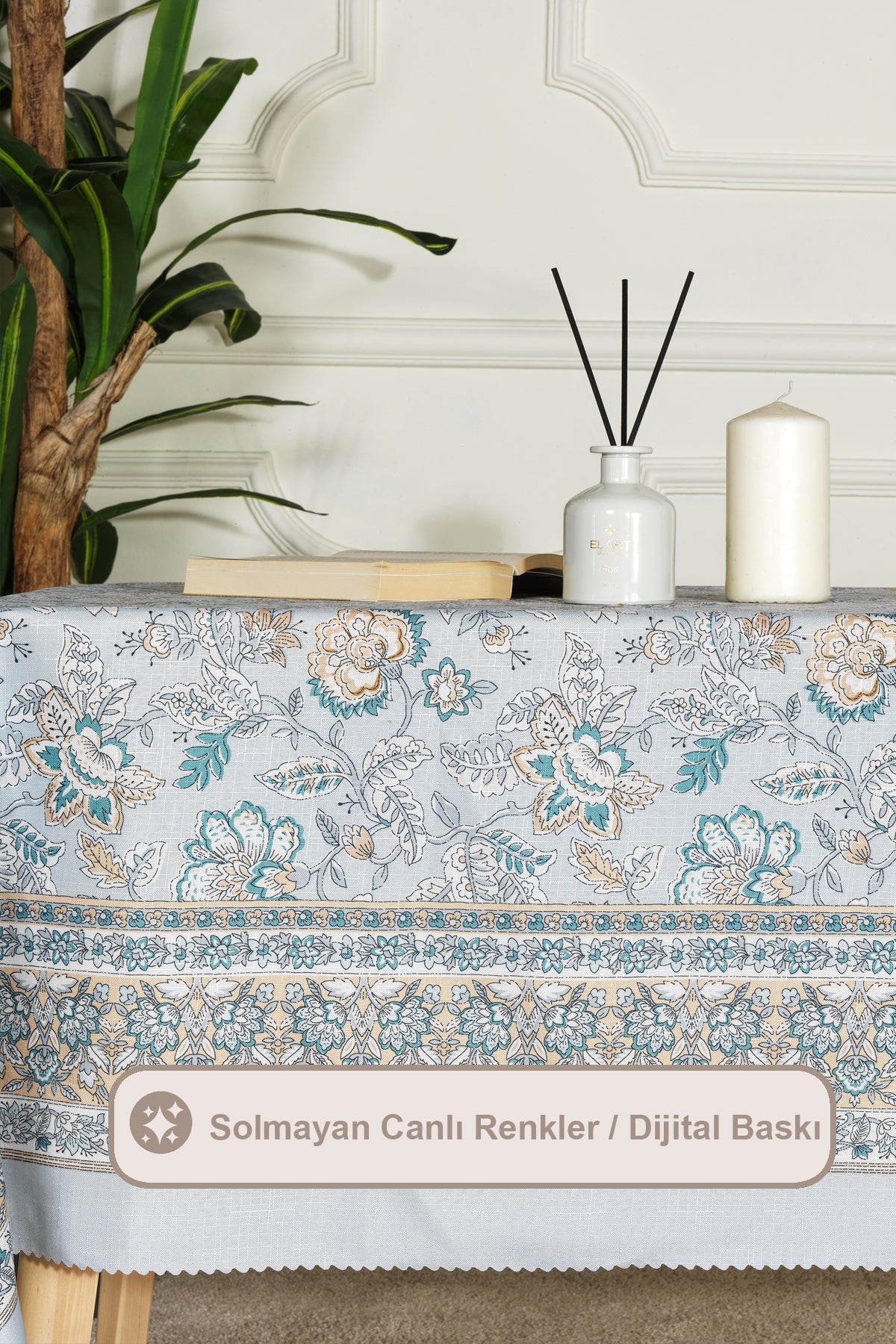 ELART Poem Masa Örtüsü Digital Baskılı (160x220 cm) Mavi