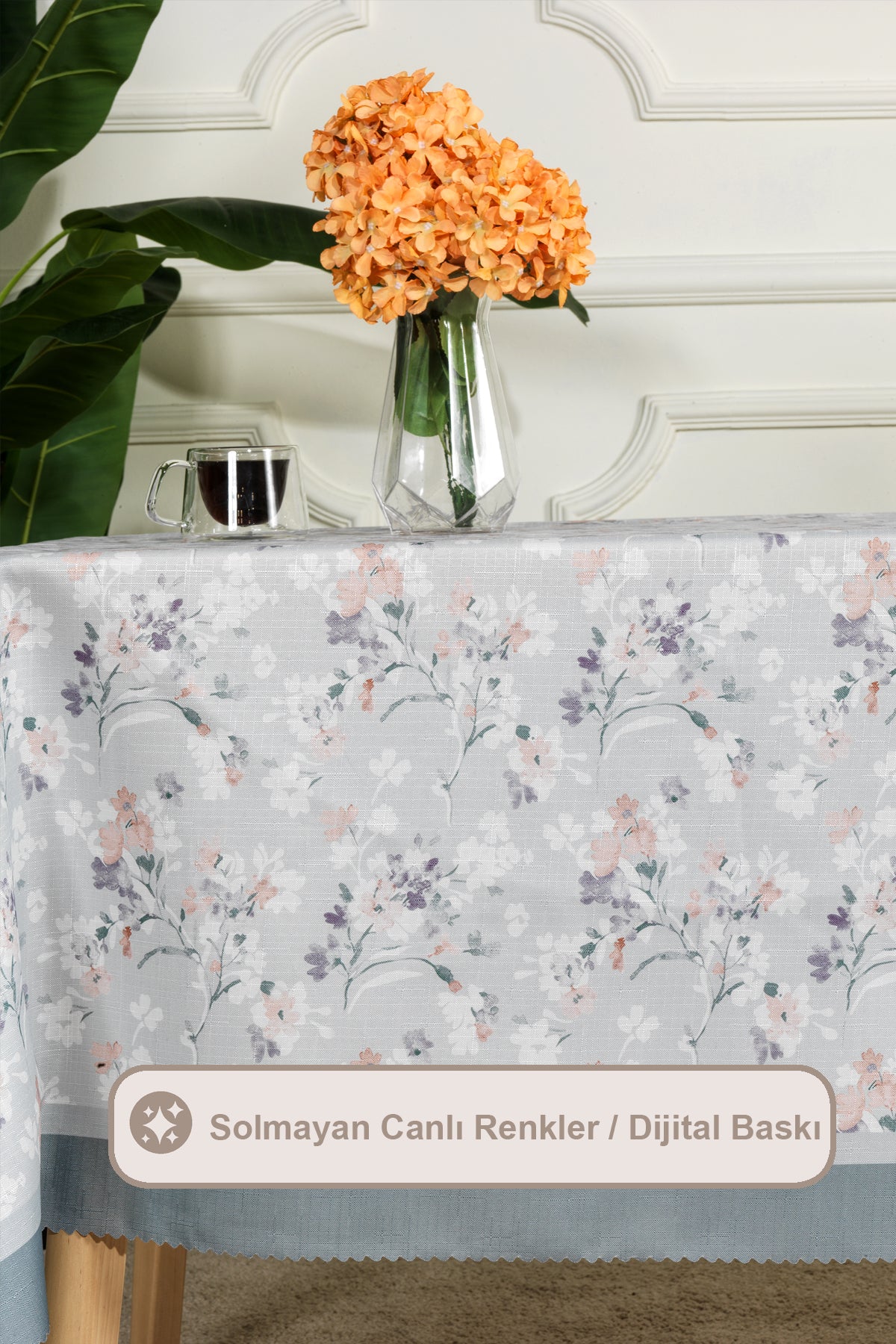 ELART Floret Masa Örtüsü Digital Baskılı (160x220 cm) Yeşil