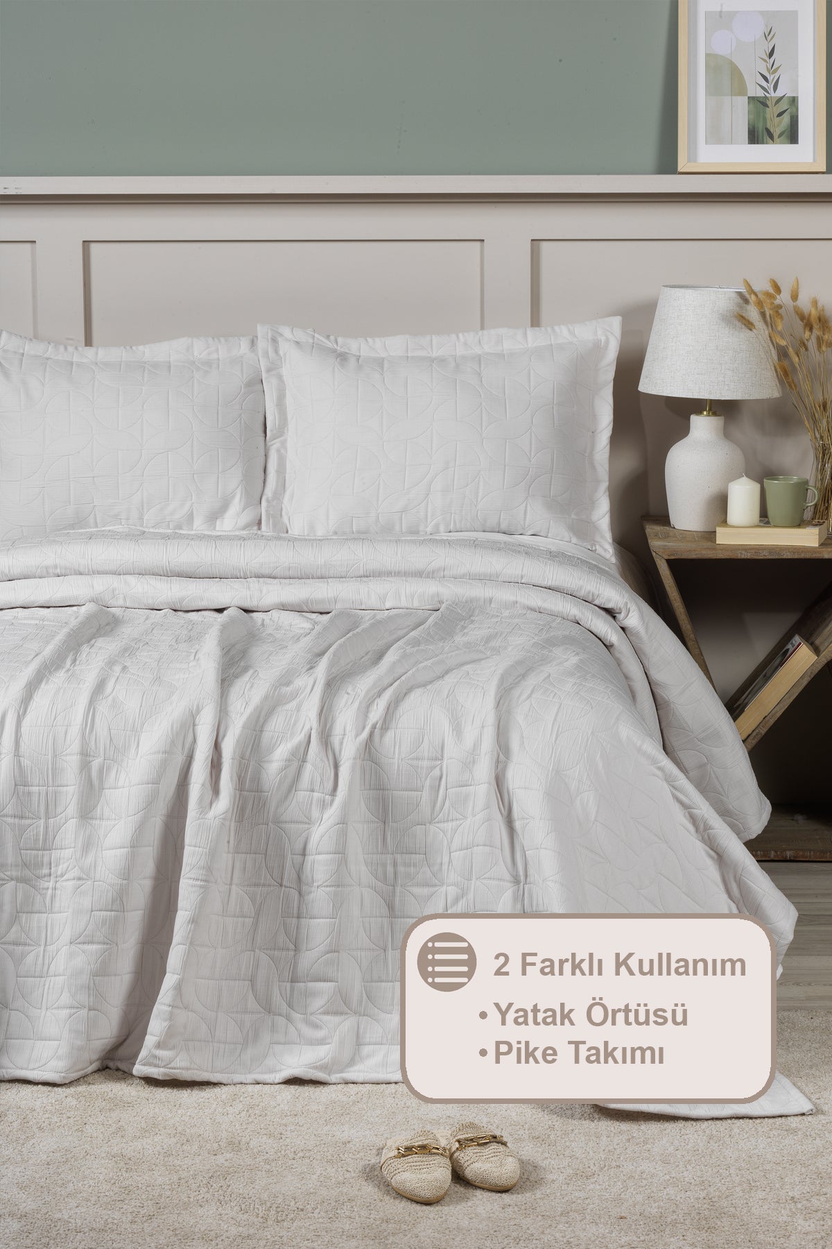 ELART Infinity Yatak Örtüsü Seti Çift Kişilik (240x250 cm) Ekru