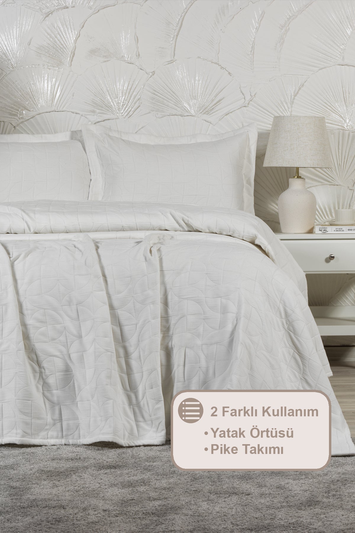 ELART Infinity Yatak Örtüsü Seti Çift Kişilik (240x250 cm) Krem