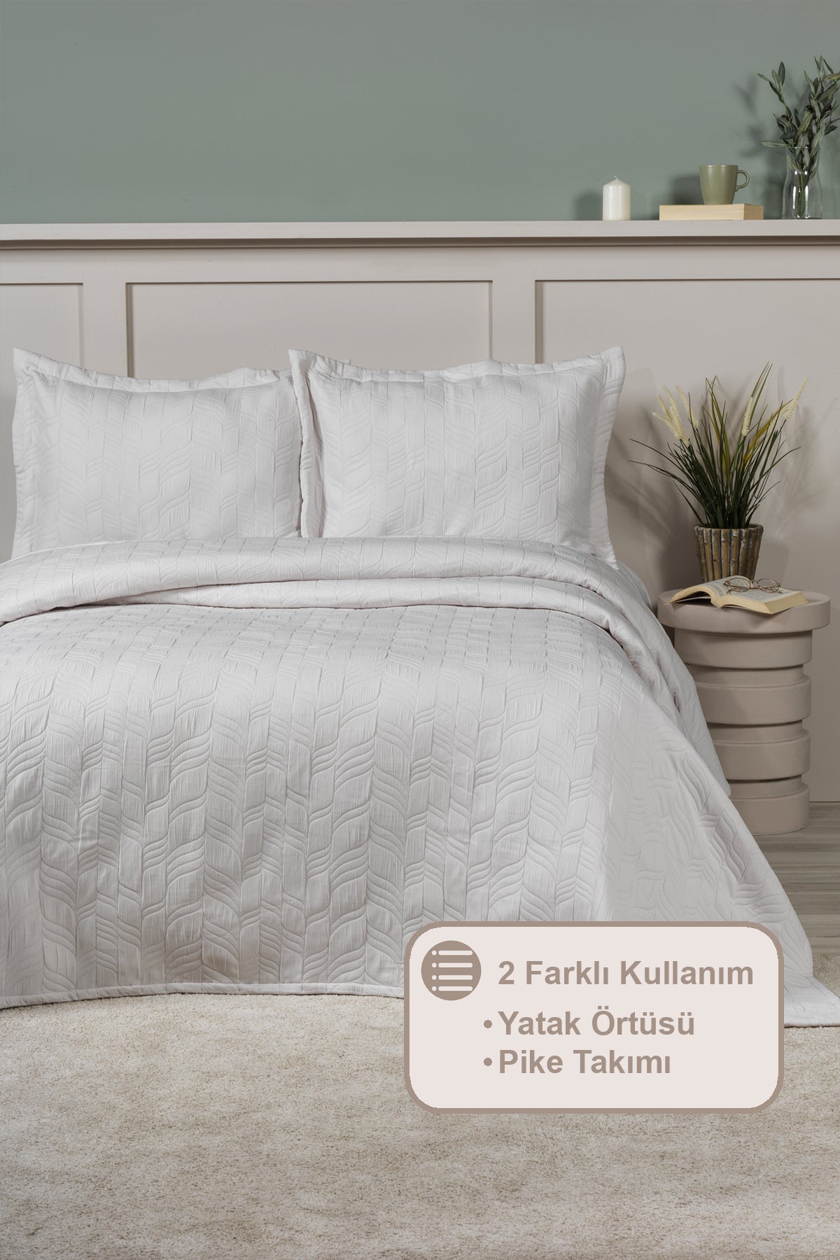 ELART Fashion Yatak Örtüsü Takımı Çift Kişilik (240x250 cm) Ekru