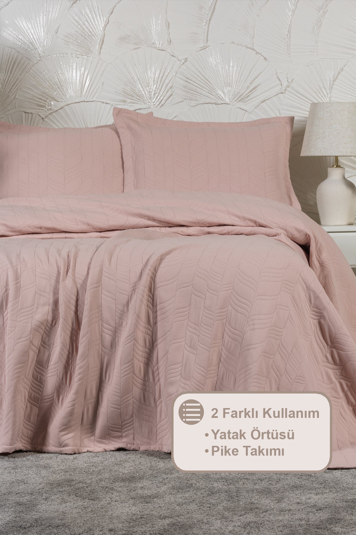 ELART Fashion Yatak Örtüsü Takımı Çift Kişilik (240x250 cm) Gülkurusu