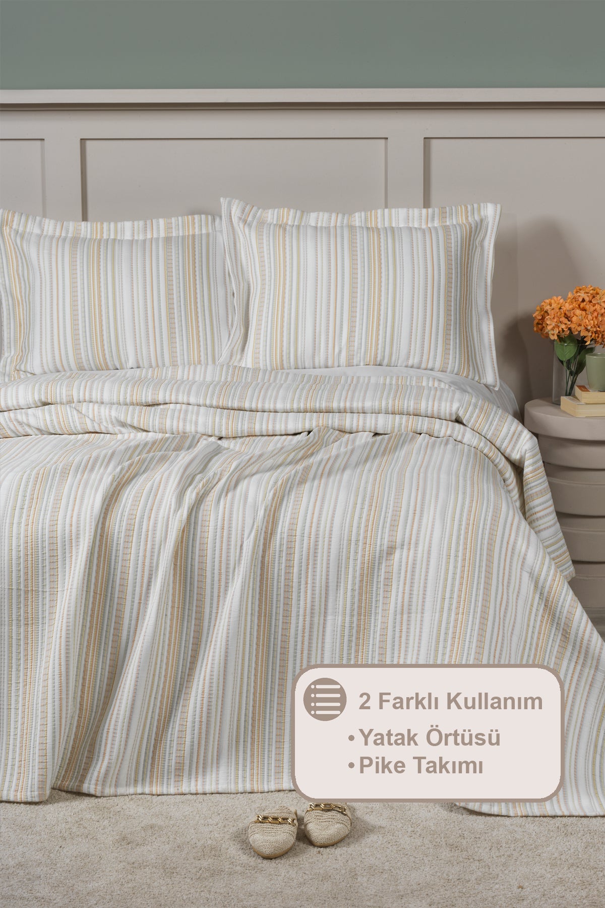 ELART Harmony Yatak Örtüsü Takımı Çift Kişilik (240x250 cm) Tarçın