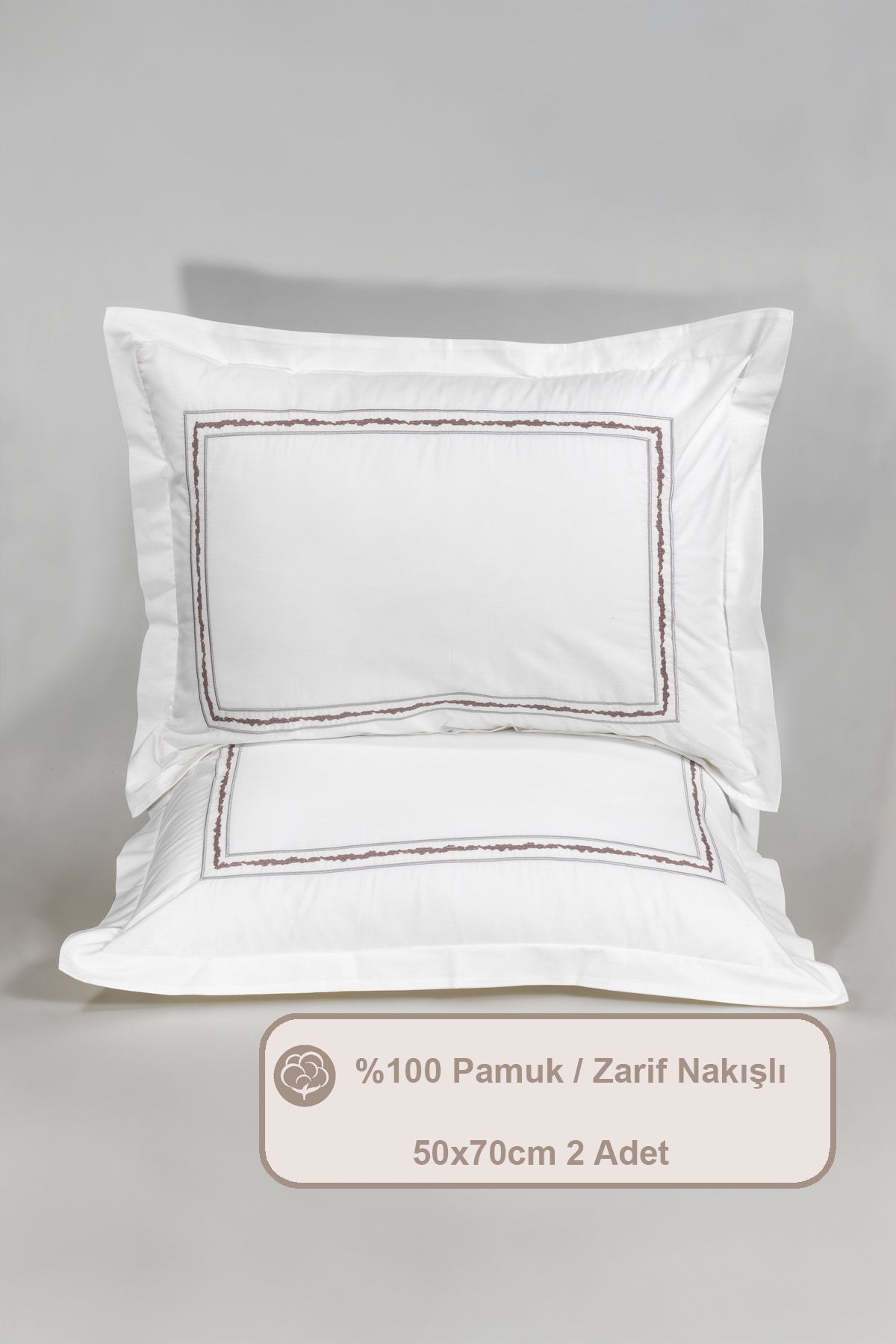 ELART Ambiyans Yastık Kılıfı %100 Pamuk 2 Adet (50x70 cm) Ekru