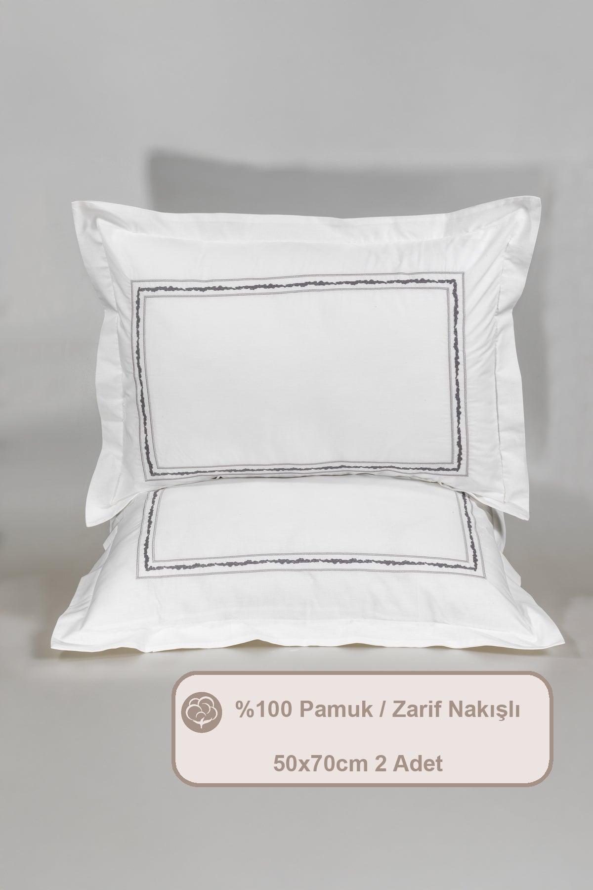 ELART Ambiyans Yastık Kılıfı %100 Pamuk 2 Adet (50x70 cm) Gri