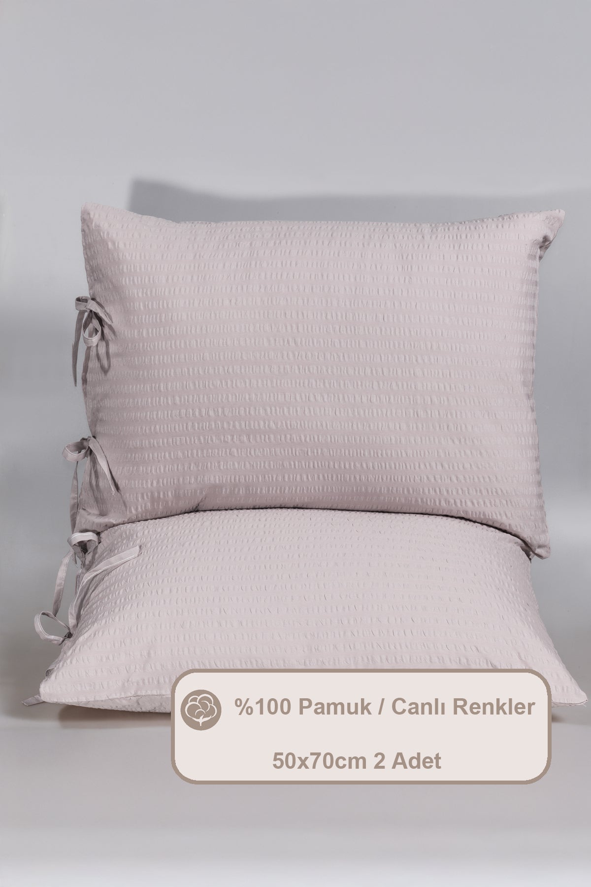 ELART Cool Yastık Kılıfı %100 Pamuk Gofreli 2 Adet (50x70 cm) Bej