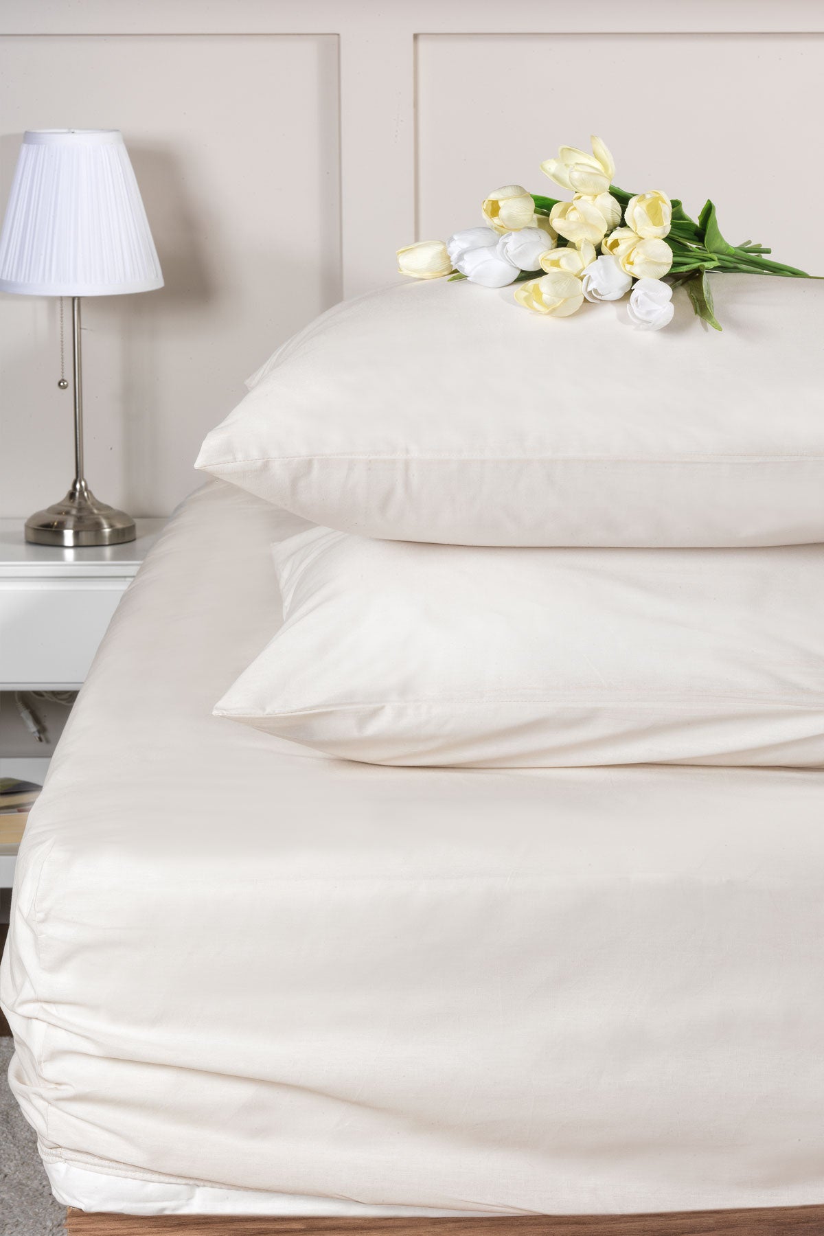 ELART Lastikli Çarşaf Seti Çift Kişilik %100 Pamuk Ranforce (160x200 cm) Bej