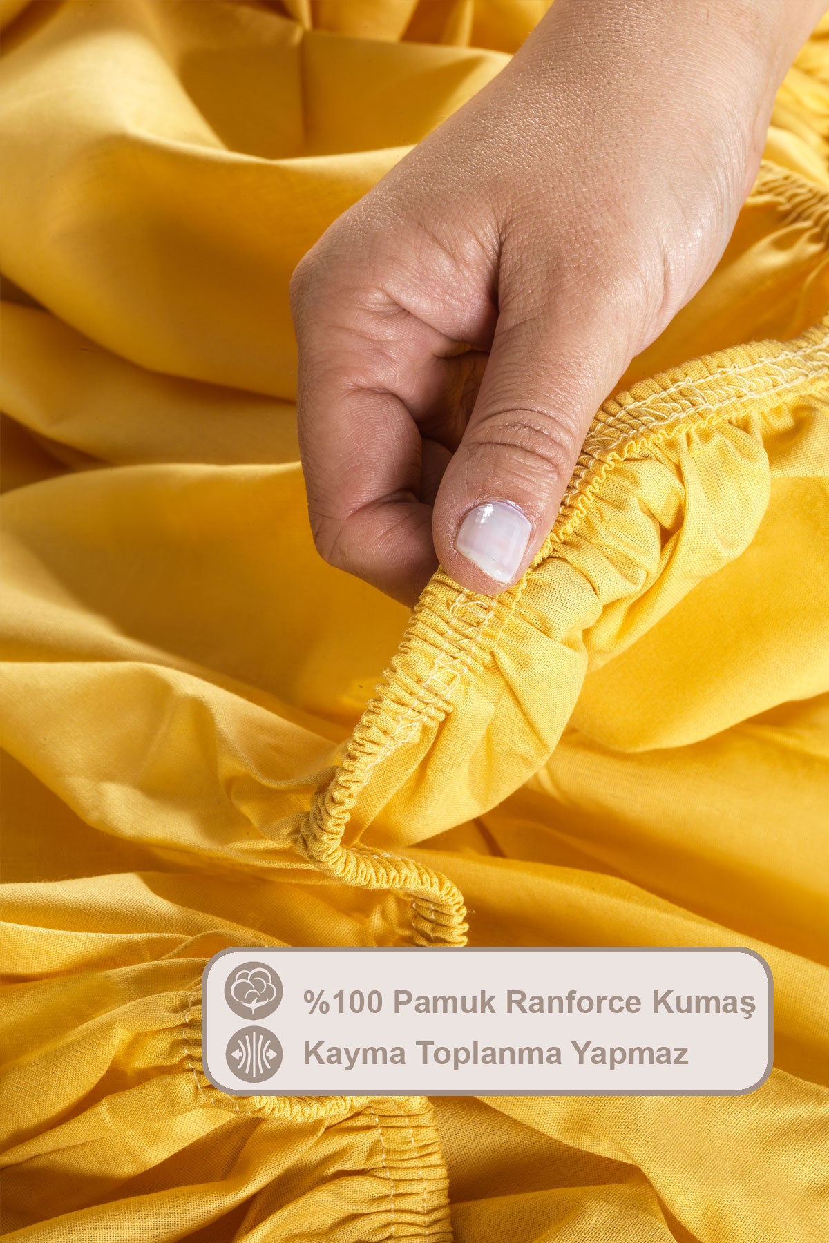 ELART Lastikli Çarşaf Seti Çift Kişilik %100 Pamuk Ranforce (160x200 cm) Sarı