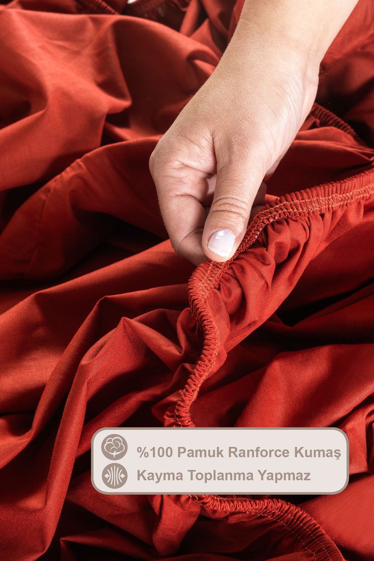 ELART Lastikli Çarşaf Seti Çift Kişilik %100 Pamuk Ranforce (160x200 cm) Tarçın