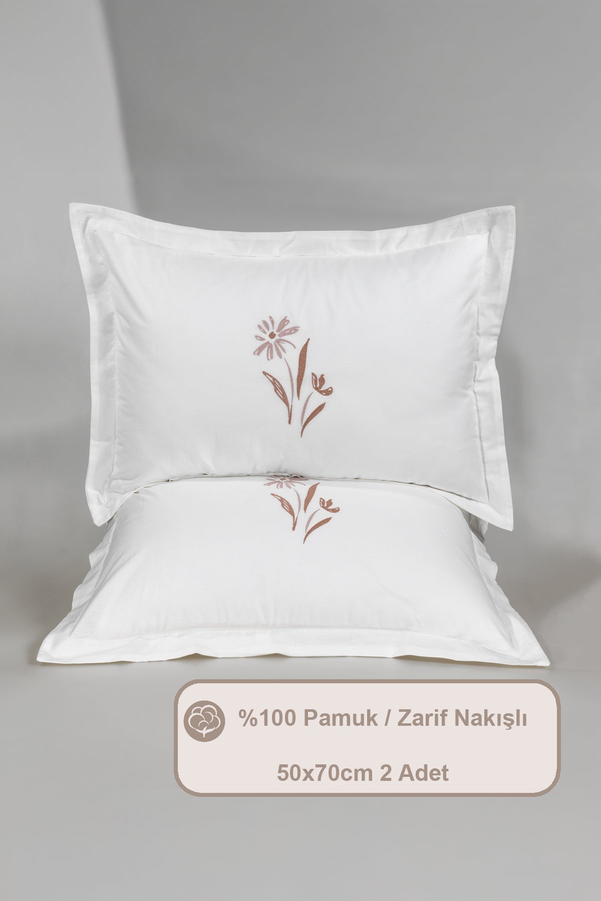 ELART Sunrise Yastık Kılıfı %100 Pamuk 2 Adet (50x70 cm) Taş