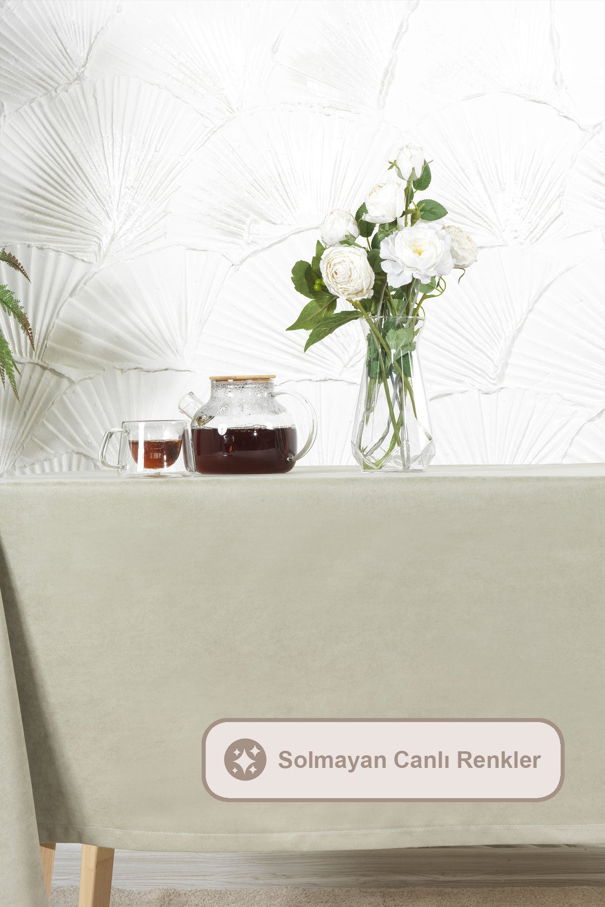 ELART Soft Masa Örtüsü Kadife Dikdörtgen (150x220 cm) Adaçayı