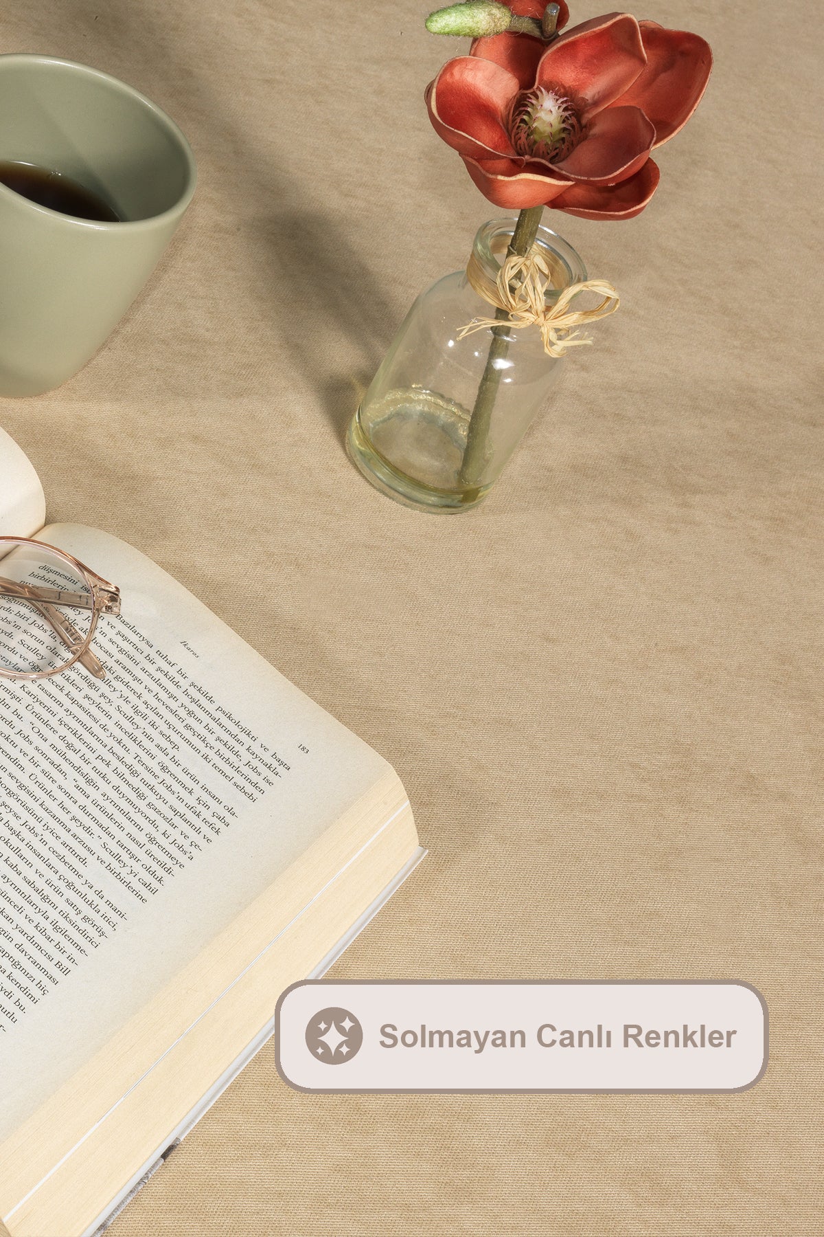 ELART Soft Kadife Masa Örtüsü Dikdörtgen (150x220 cm) Bej