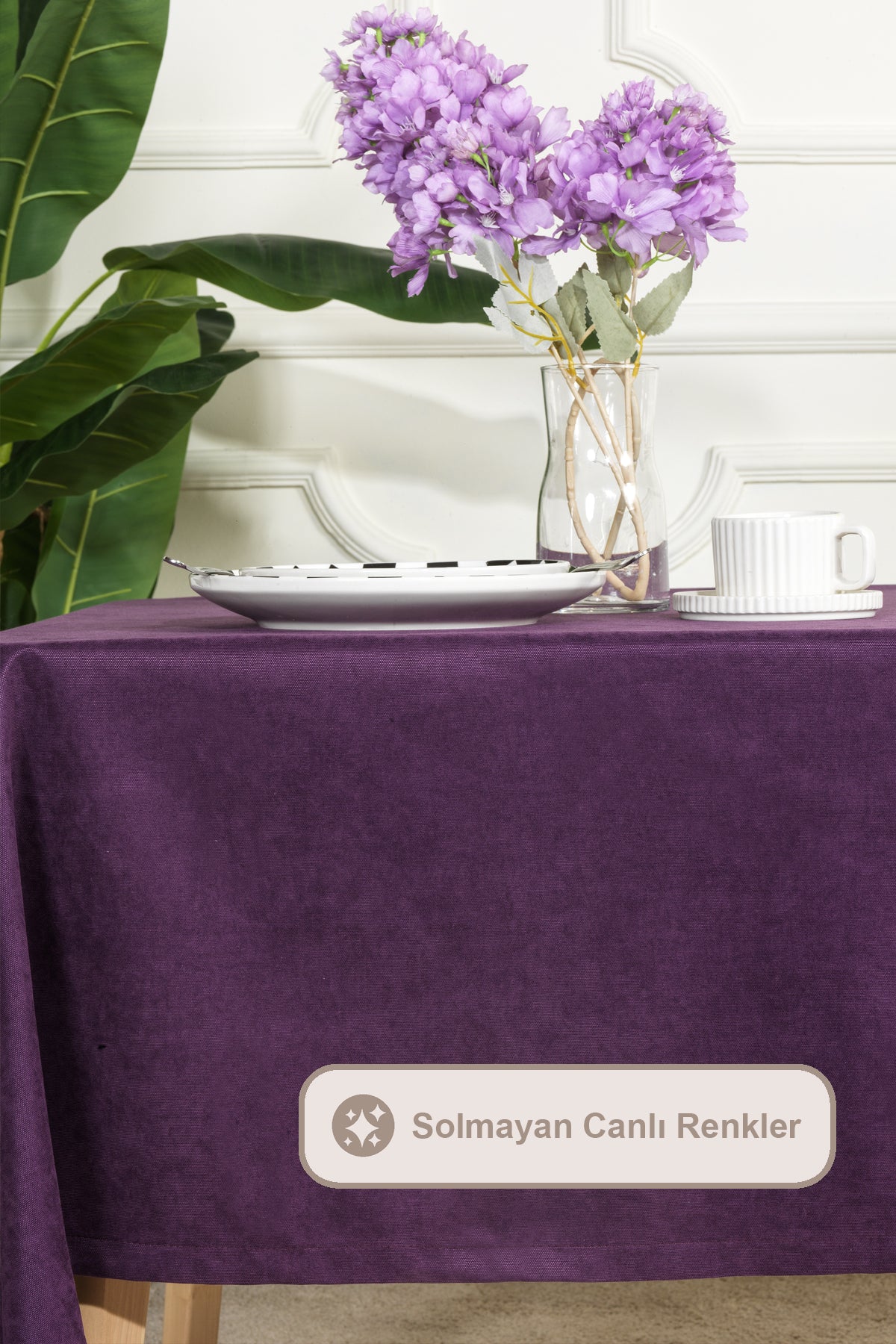 ELART Soft Kadife Masa Örtüsü Dikdörtgen (150x220 cm) Mor