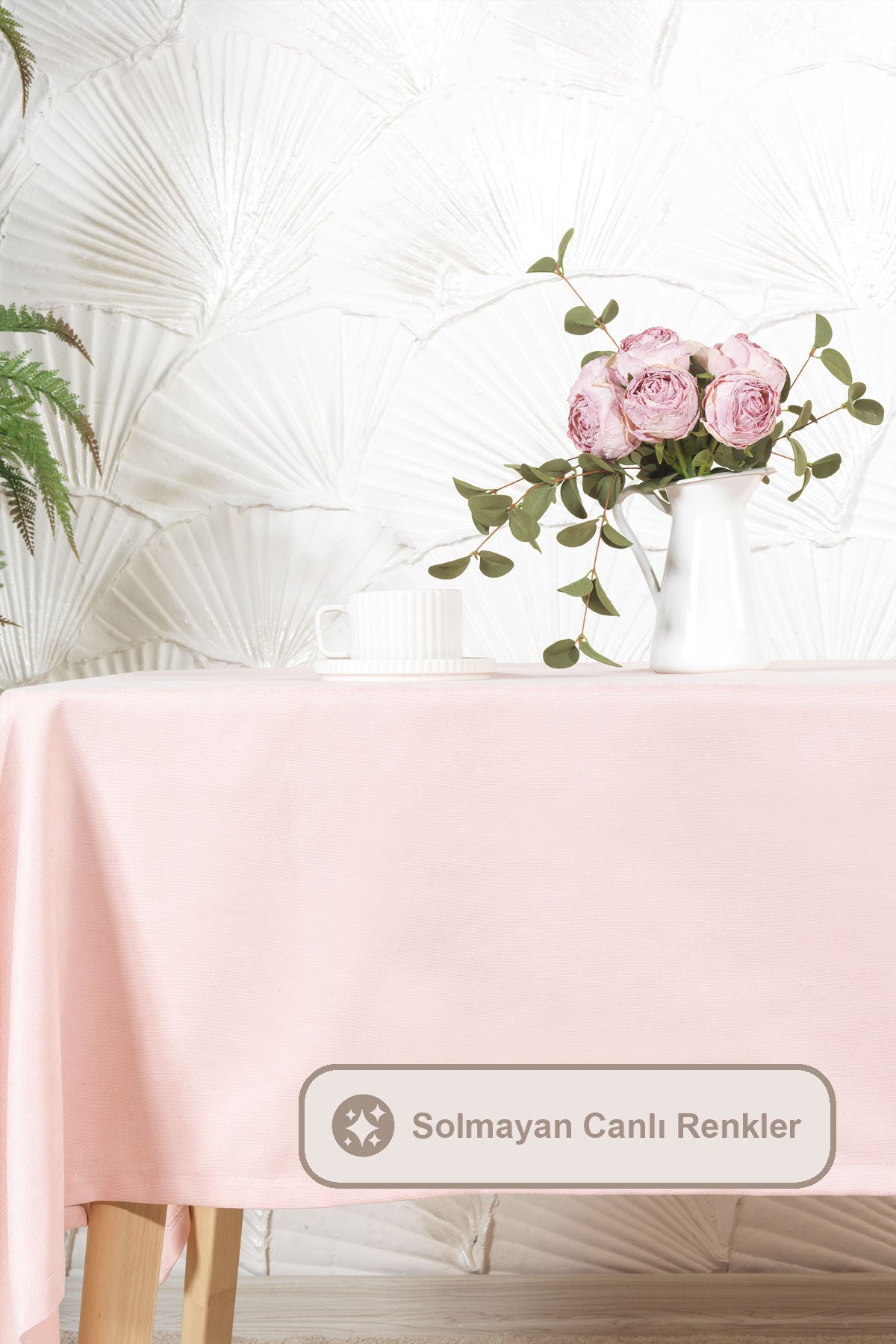 ELART Soft Masa Örtüsü Kadife Dikdörtgen (150x220 cm) Pudra