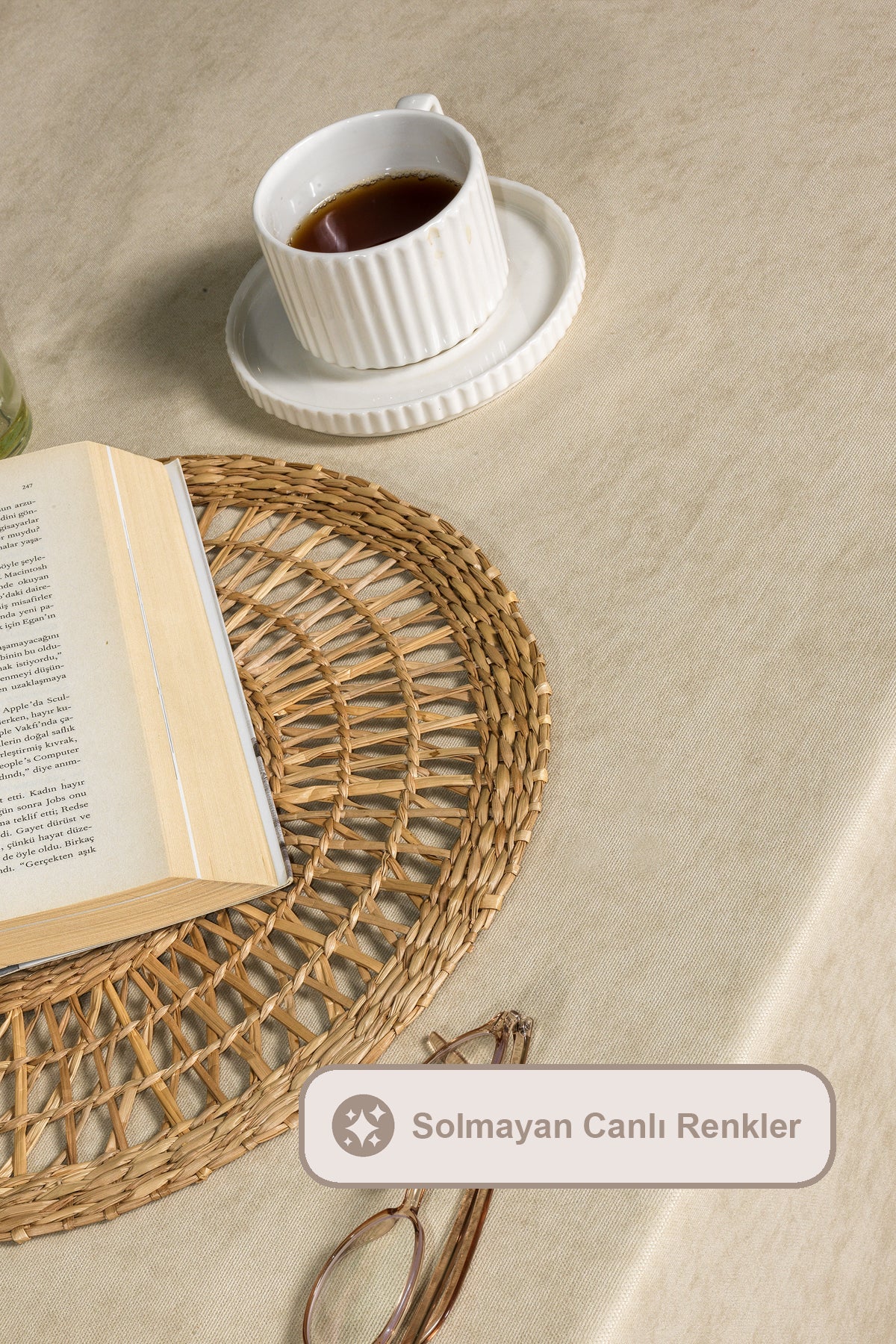 ELART Soft Kadife Masa Örtüsü Dikdörtgen (150x220 cm) Taş