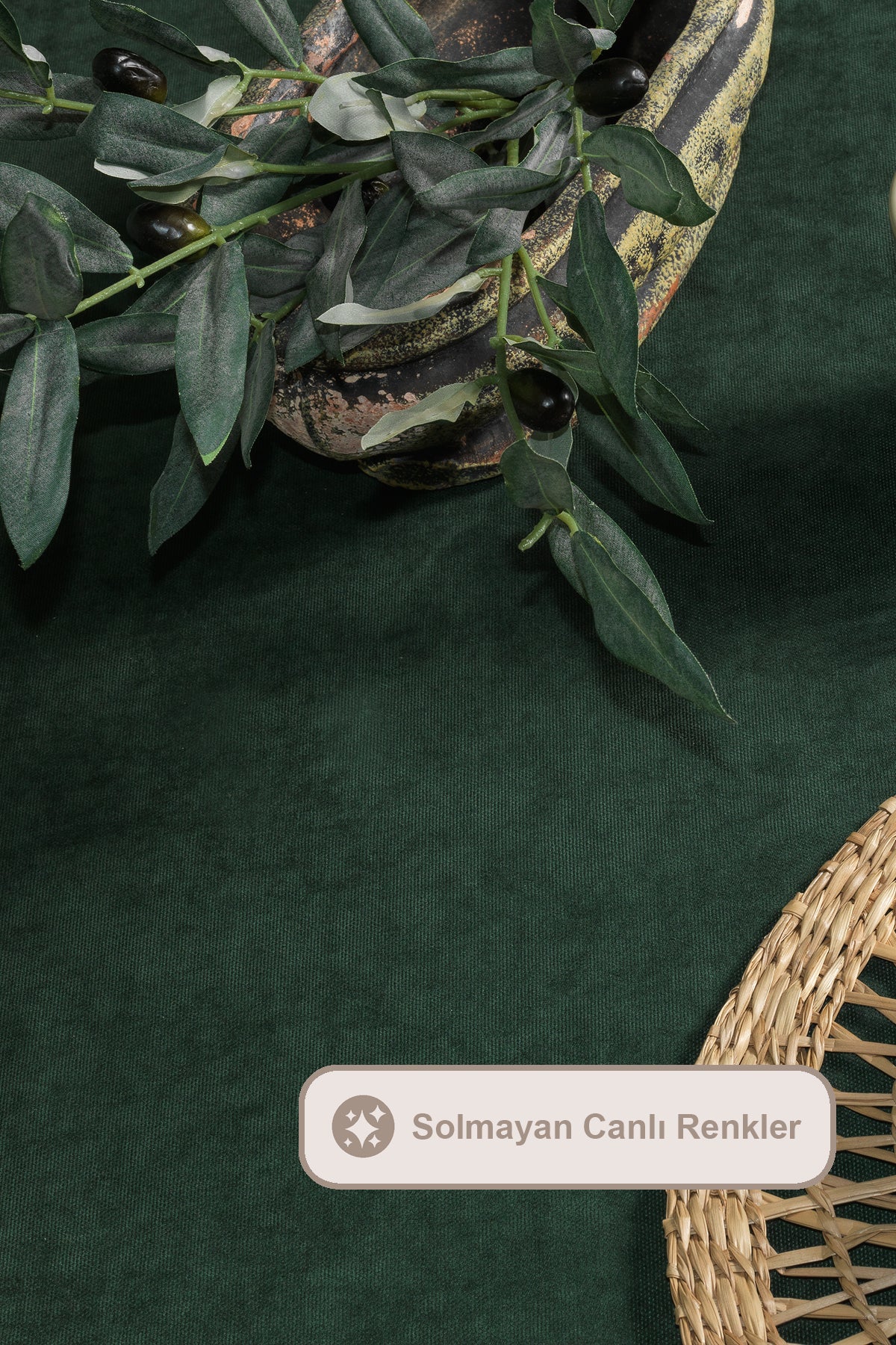 ELART Soft Kadife Masa Örtüsü Dikdörtgen (150x220 cm) Yeşil