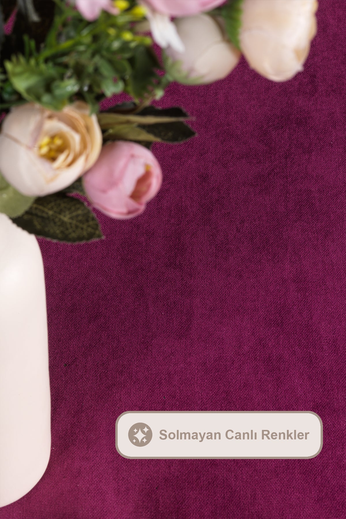 ELART Soft Kadife Masa Örtüsü Dikdörtgen (150x220 cm) Vişne