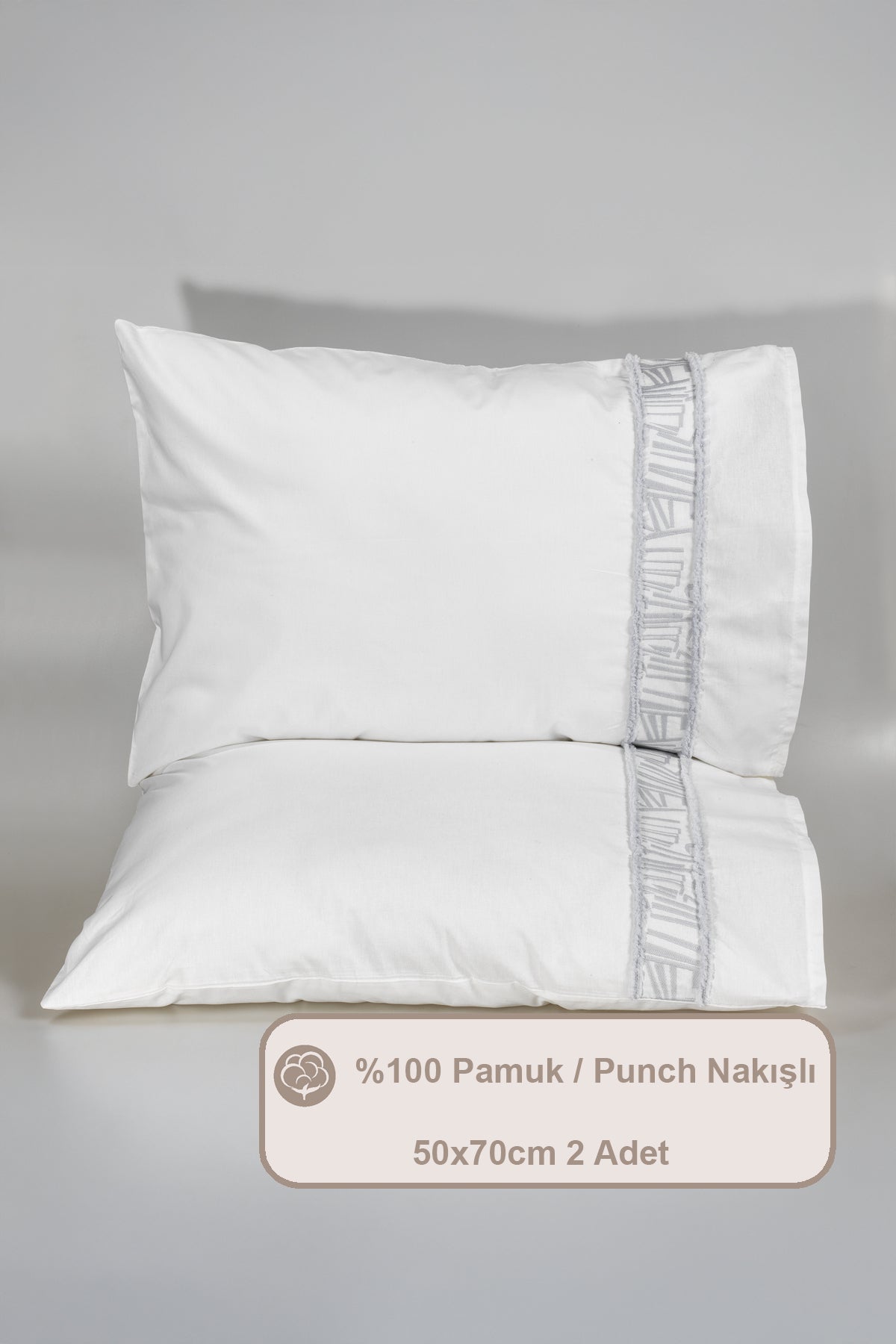 ELART Giza Yastık Kılıfı %100 Pamuk 2 Adet (50x70 cm) Gri