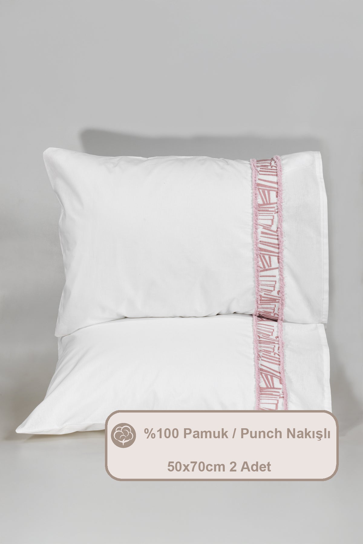 ELART Giza Yastık Kılıfı %100 Pamuk 2 Adet (50x70 cm) Gülkurusu