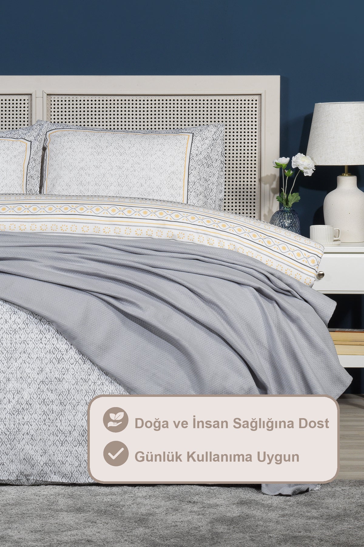 ELART Angel Pike Çift Kişilik %100 Pamuk (200x220 cm) Gri
