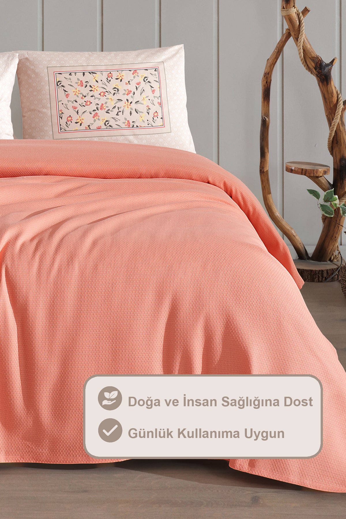 ELART Angel Pike Çift Kişilik %100 Pamuk (200x220 cm) Somon