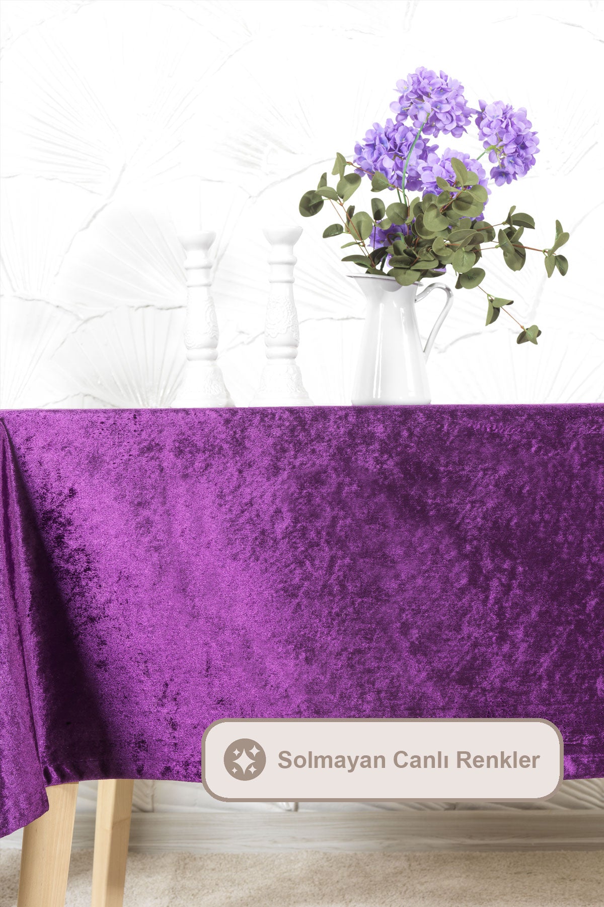 ELART Kadife Masa Örtüsü Dikdörtgen (150x220 cm) Mor
