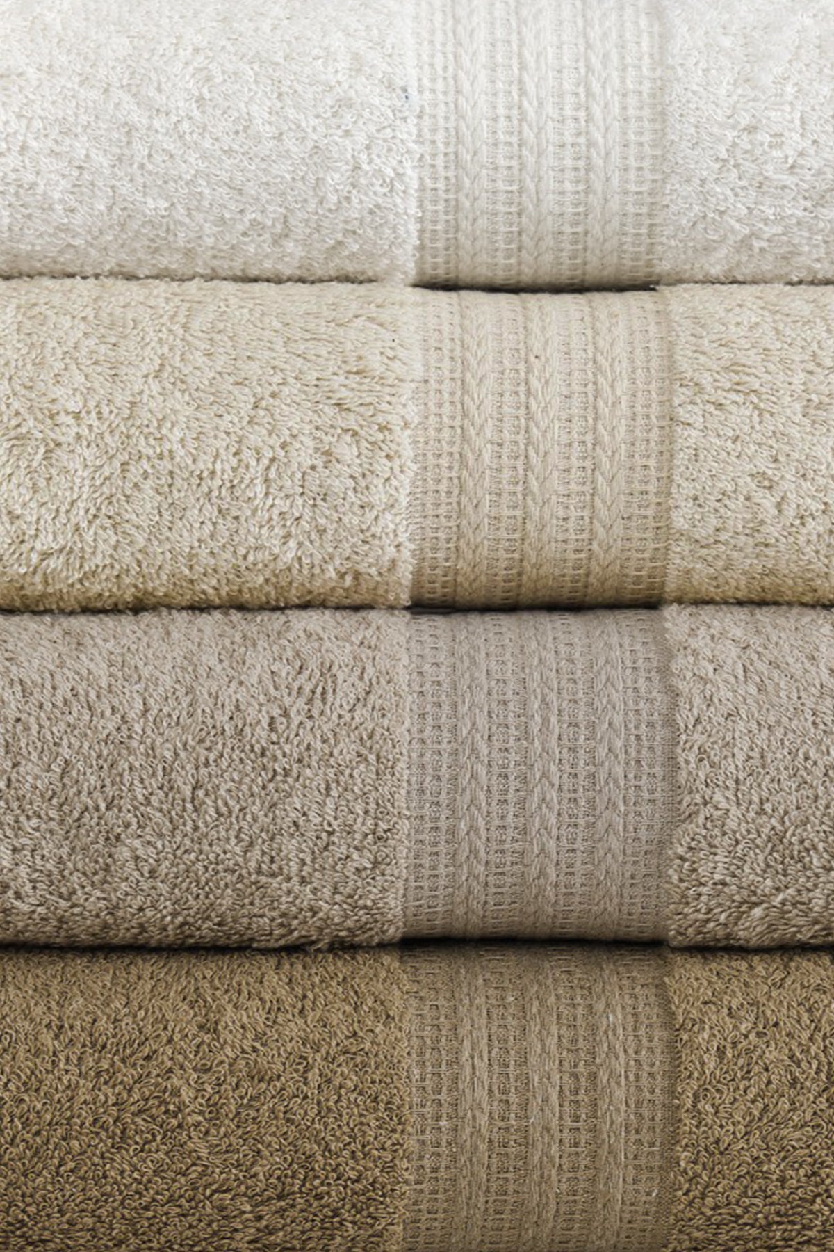 ELART Rainbow Havlu Seti Pamuklu 4 Adet (50x90 cm) Bej