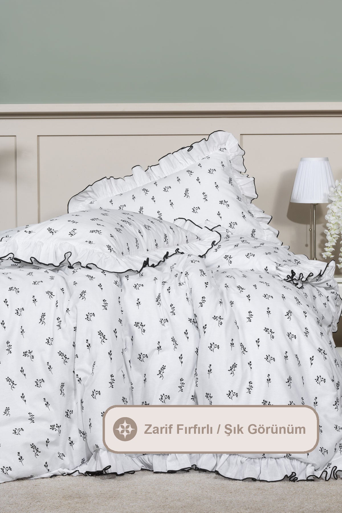 ELART Sonya Nevresim Seti Çift Kişilik Pamuklu Fırfırlı (200x220 cm) Krem
