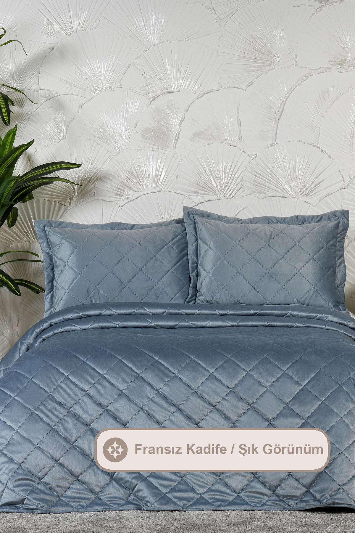 Alice Kombin Set Yatak Örtüsü Nevresim Takımı Battaniye Çeyiz Seti (240x260 cm) Gri