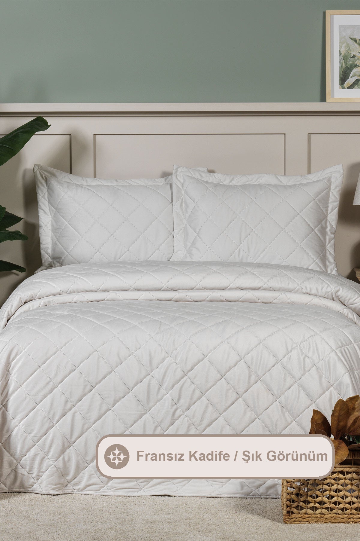 Alice Kombin Set Yatak Örtüsü Nevresim Takımı Battaniye Çeyiz Seti (240x260 cm) Krem