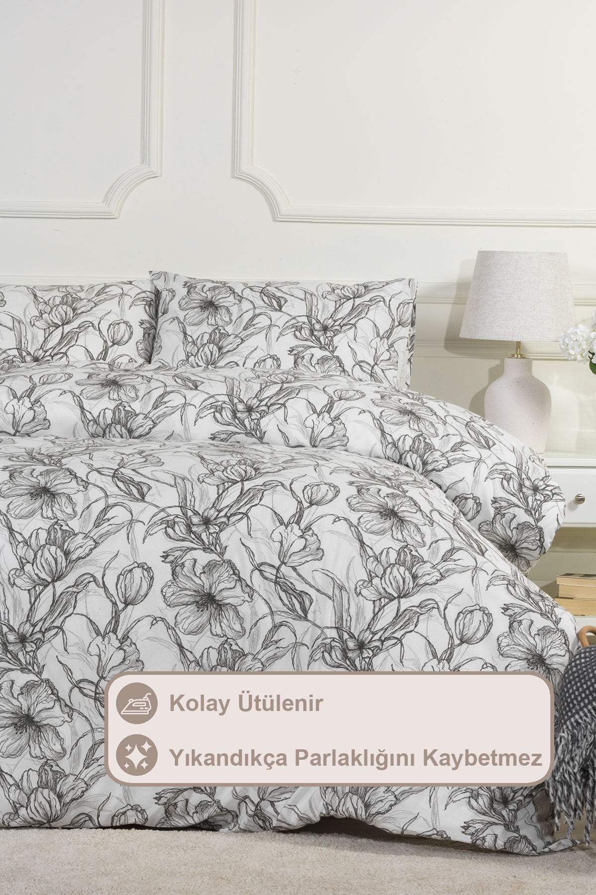 Line Art Nevresimli Battaniye Seti Çift Kişilik