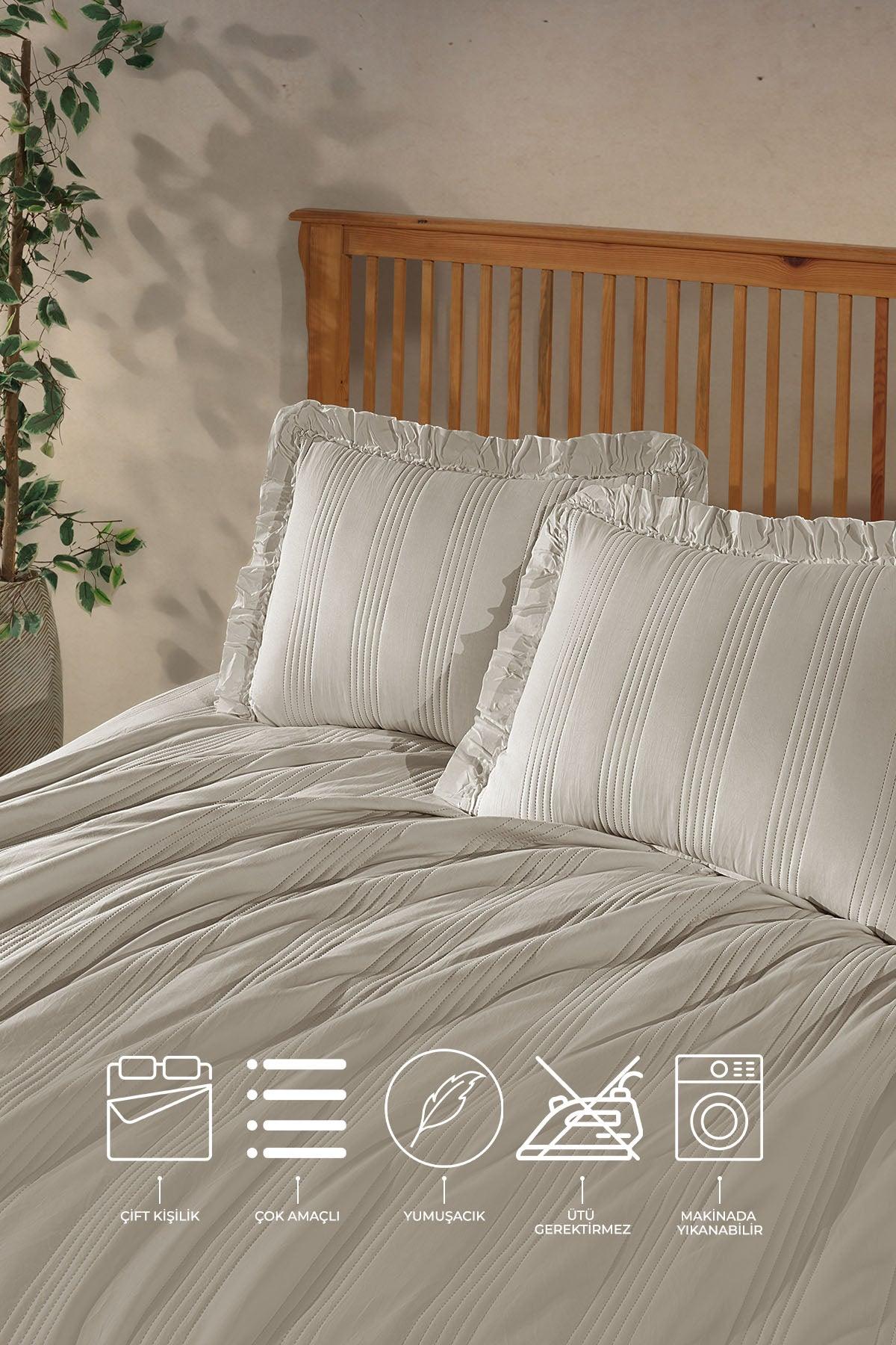 ELART Fiorella Yatak Örtüsü Çift Kişilik (240x260 cm) Bej