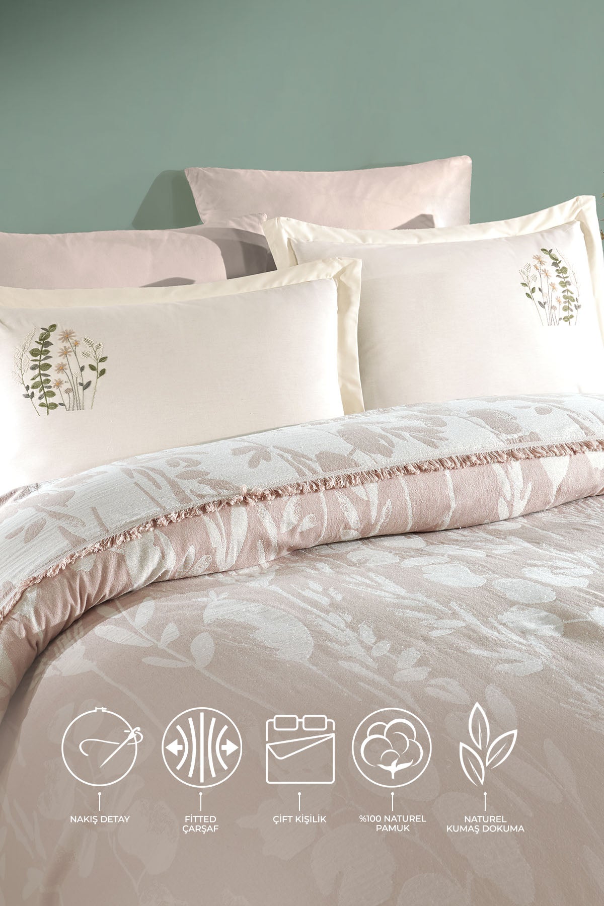 Loya Yatak Seti Pike Seti 6 Parça Bej