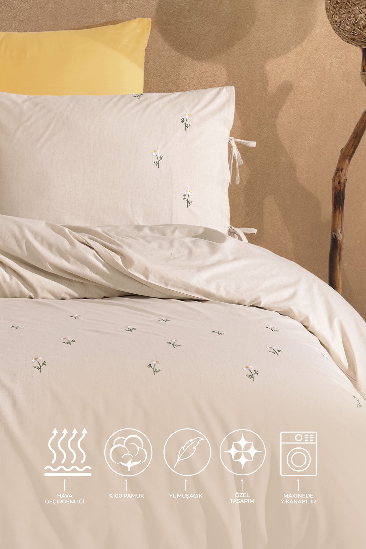 ELART Papatya Nevresim Takımı Çift Kişilik (200X220 cm) Sarı