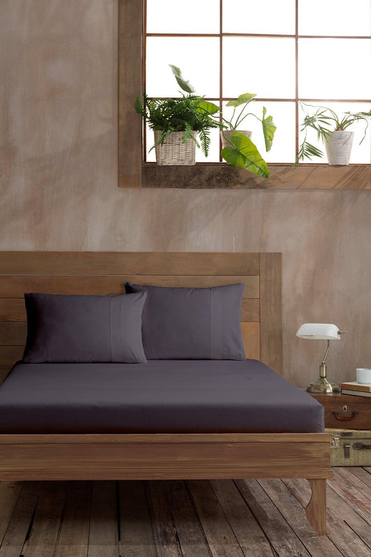 Ranfors Pamuk Fitted Çift Kişilik Çarşaf 200x200cm Antrasit - Elart Home