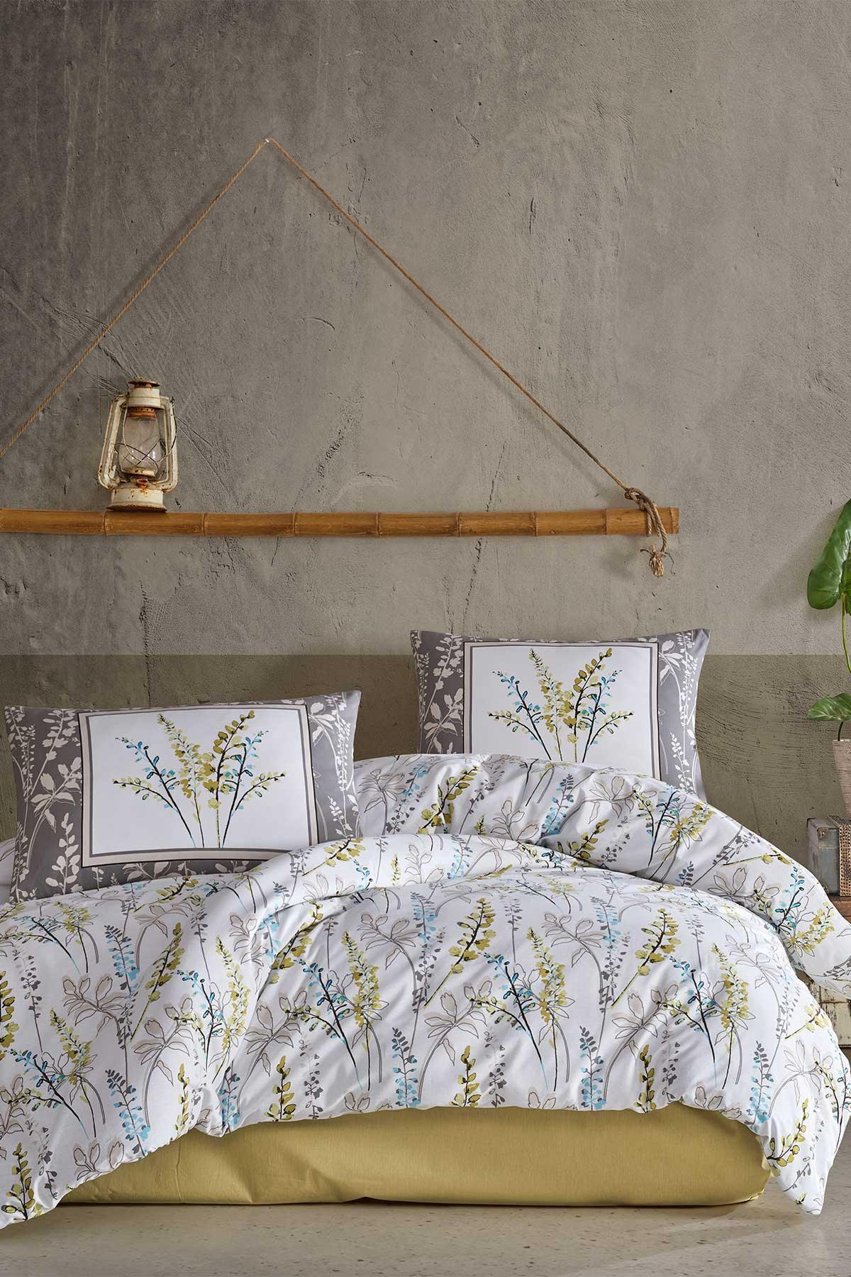 Blossom Fitted Nevresim Takımı Çift Kişilik %100 Doğal Pamuk Ranforce 4 Parça - Elart Home