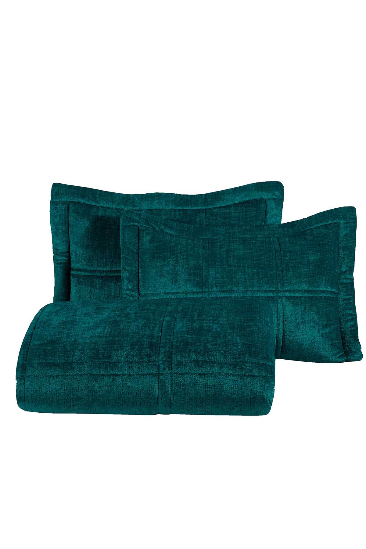 Çeyiz Paketi 10 Parça (yatak örtüsü+nevresim takımı+battaniye) Isabelle Zümrüt Yeşili - Elart Home