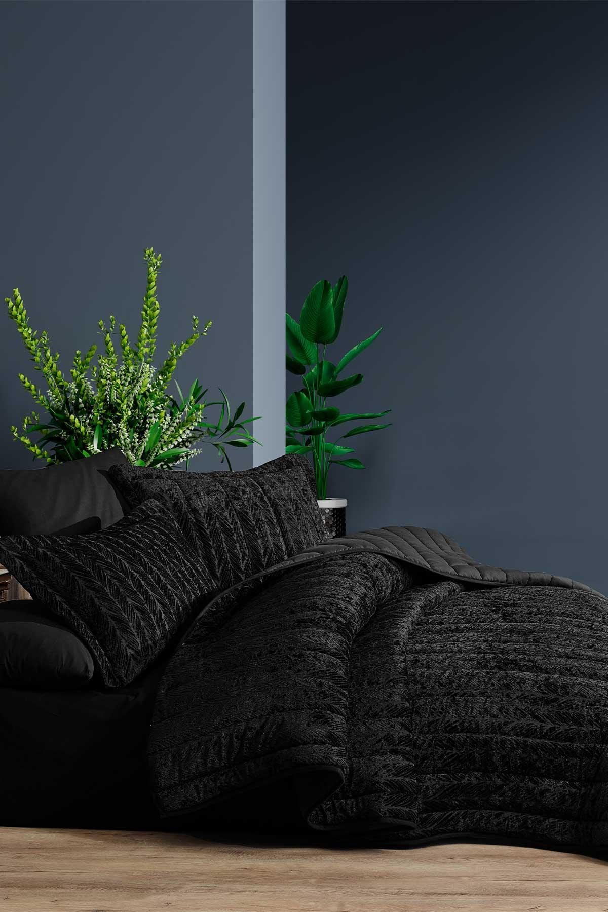 Comfort yeni nesil uykuseti - 3 parça Velvet Antrasit (230x220cm) - Elart Home